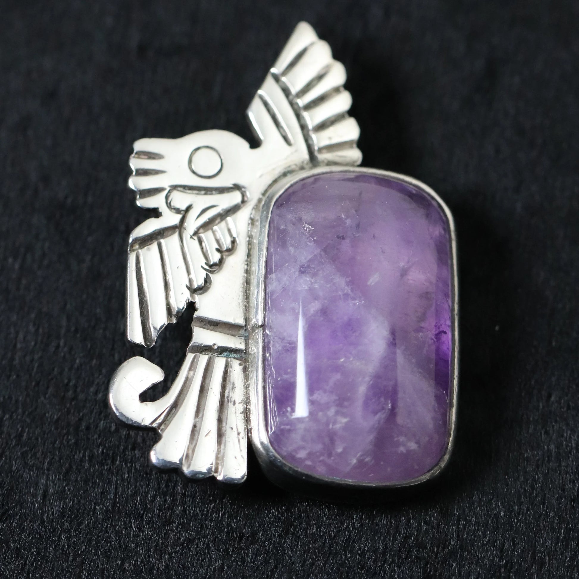 STOCK#2 -- Vintage Taxco William Spratling Jewelry | Taxco Silver Amethyst Eagle Vintage Brooch - Carmel Fine Silver Jewelry