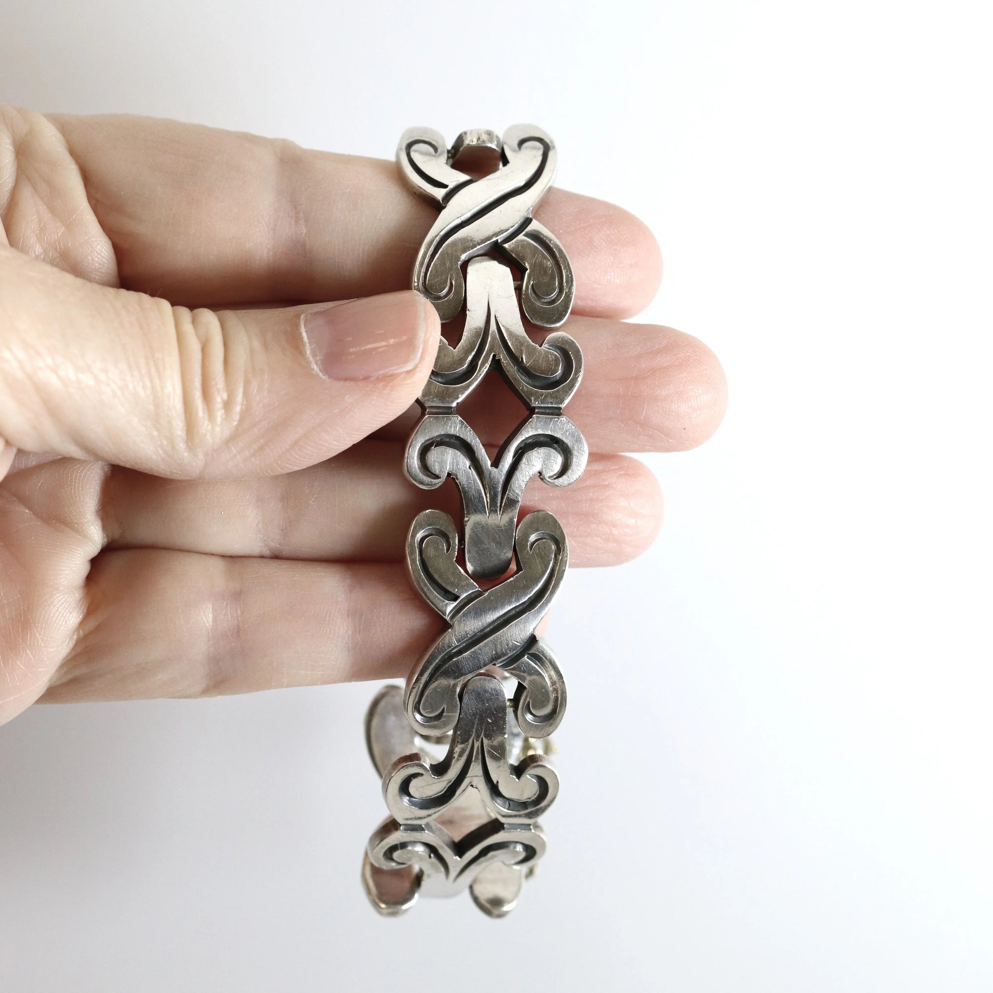 Taxco Fertility Panel Bracelet | Sterling Silver Vintage Jewelry | Mid-Century Taxco Mexico - Carmel Fine Silver Jewelry