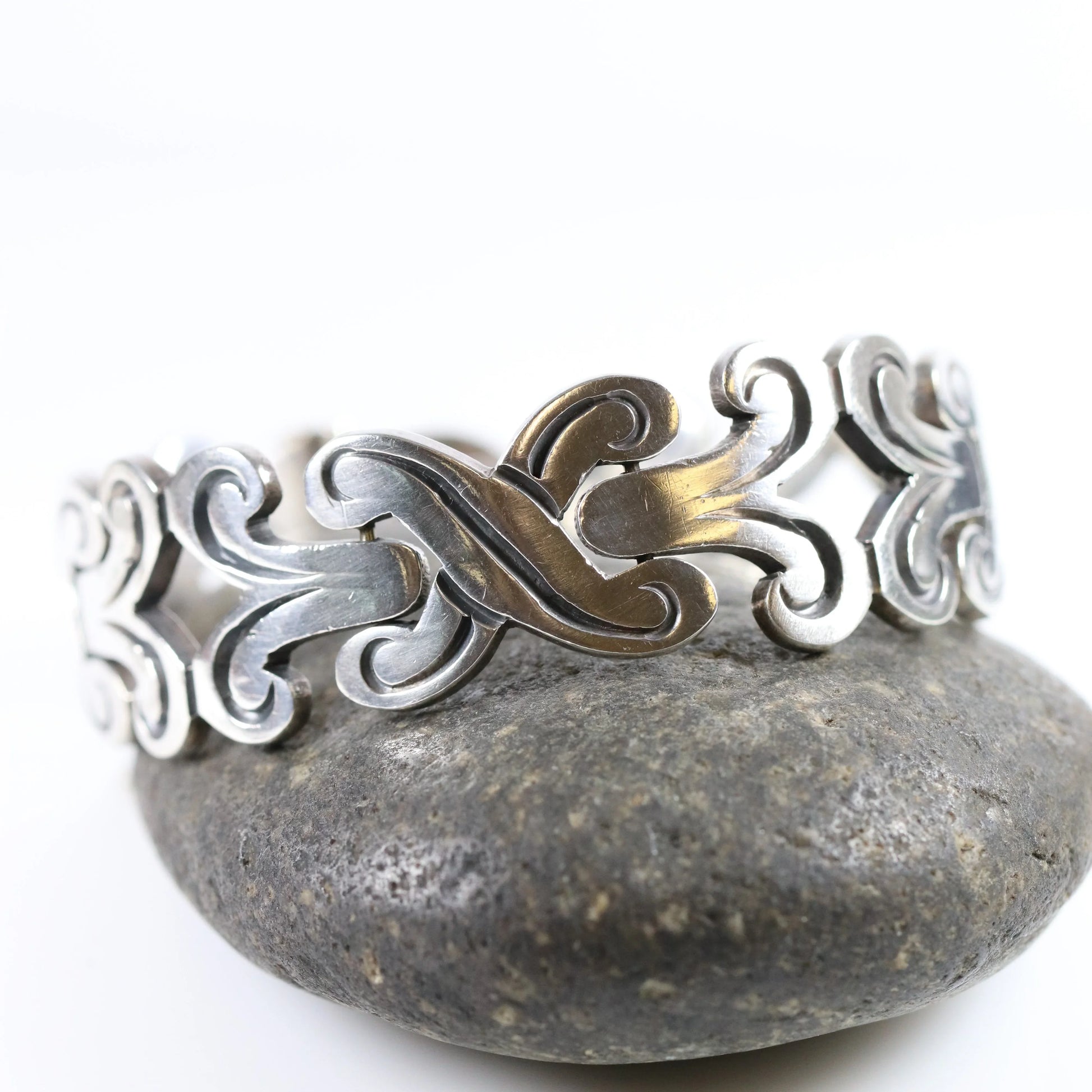 Taxco Fertility Panel Bracelet | Sterling Silver Vintage Jewelry | Mid-Century Taxco Mexico - Carmel Fine Silver Jewelry