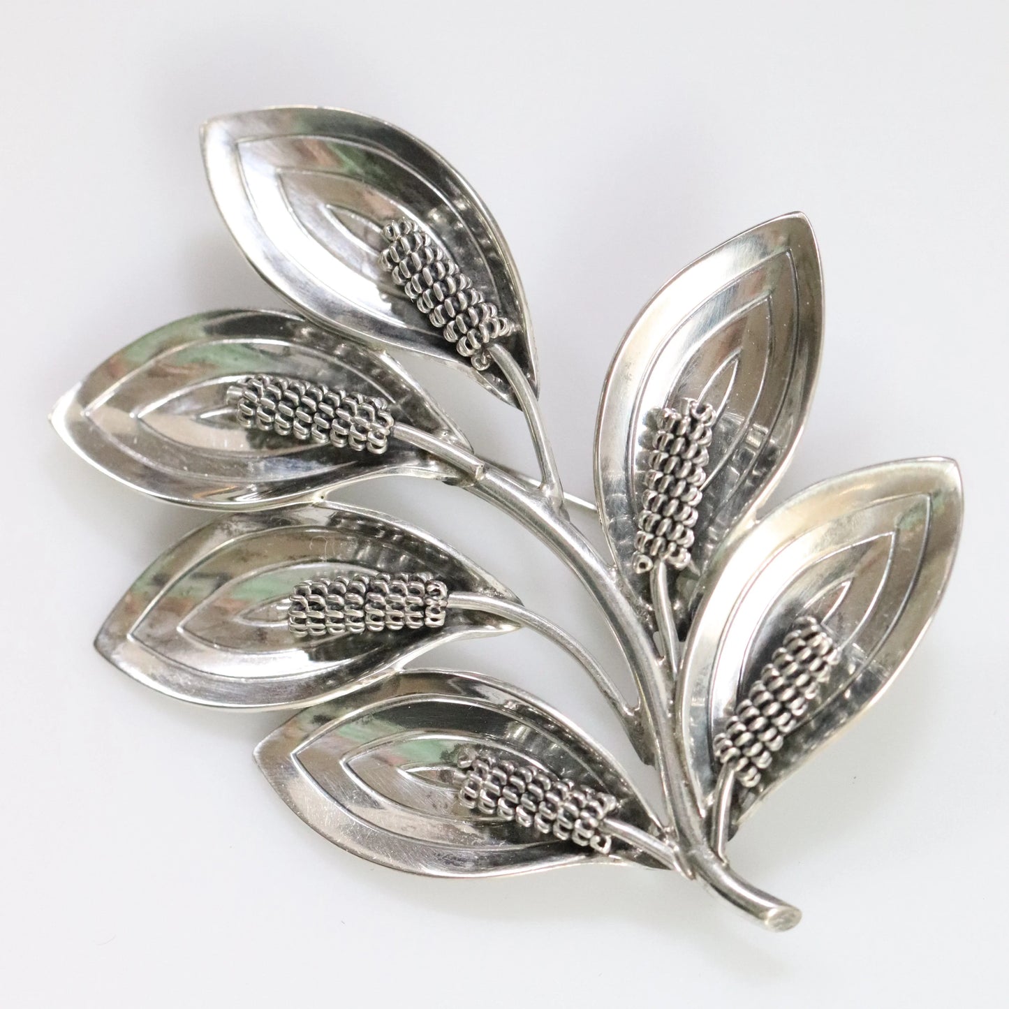 Vintage Aarre & Krogh Danish Jewelry | Modernist Six Calla Lily Brooch - Carmel Fine Silver Jewelry