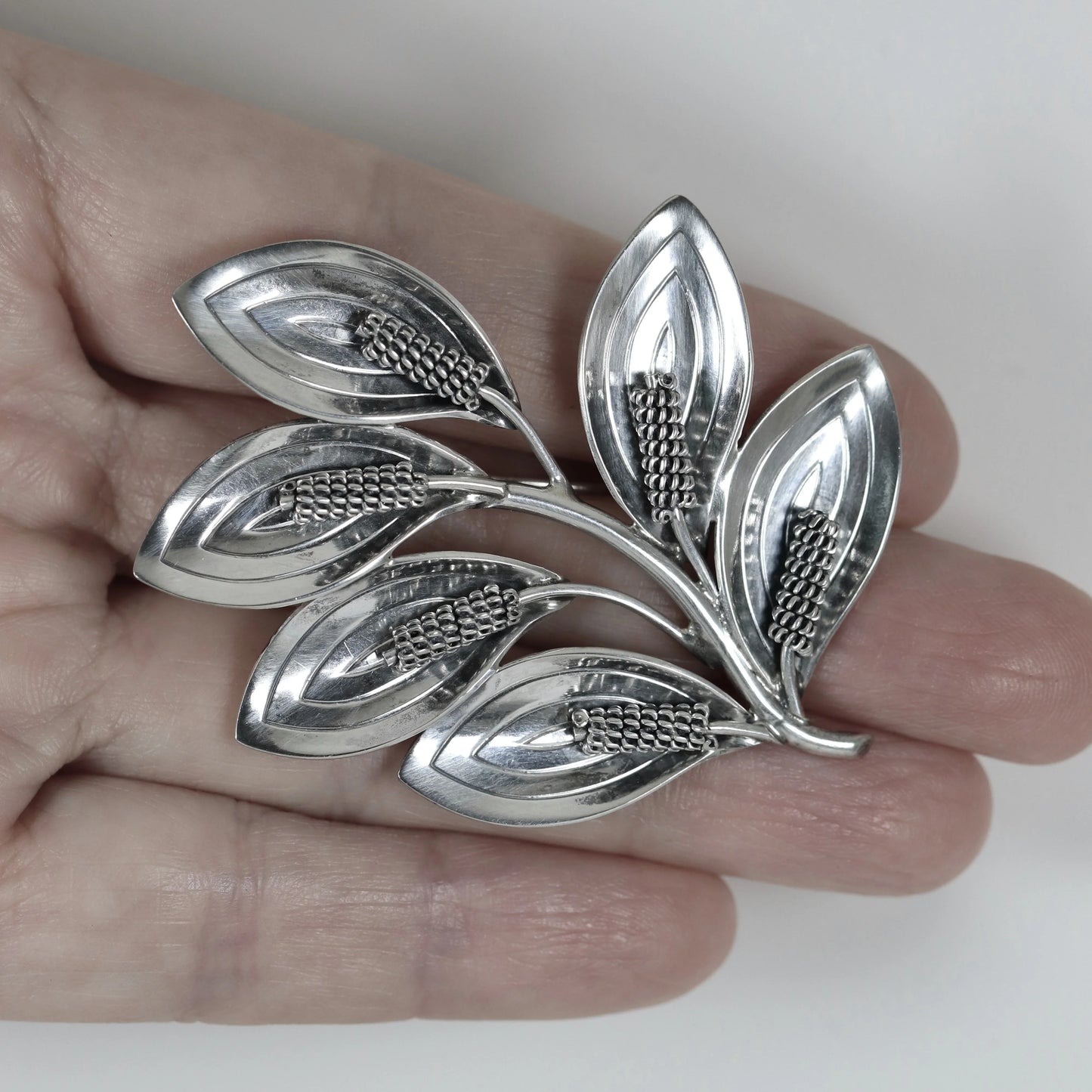 Vintage Aarre & Krogh Danish Jewelry | Modernist Six Calla Lily Brooch - Carmel Fine Silver Jewelry