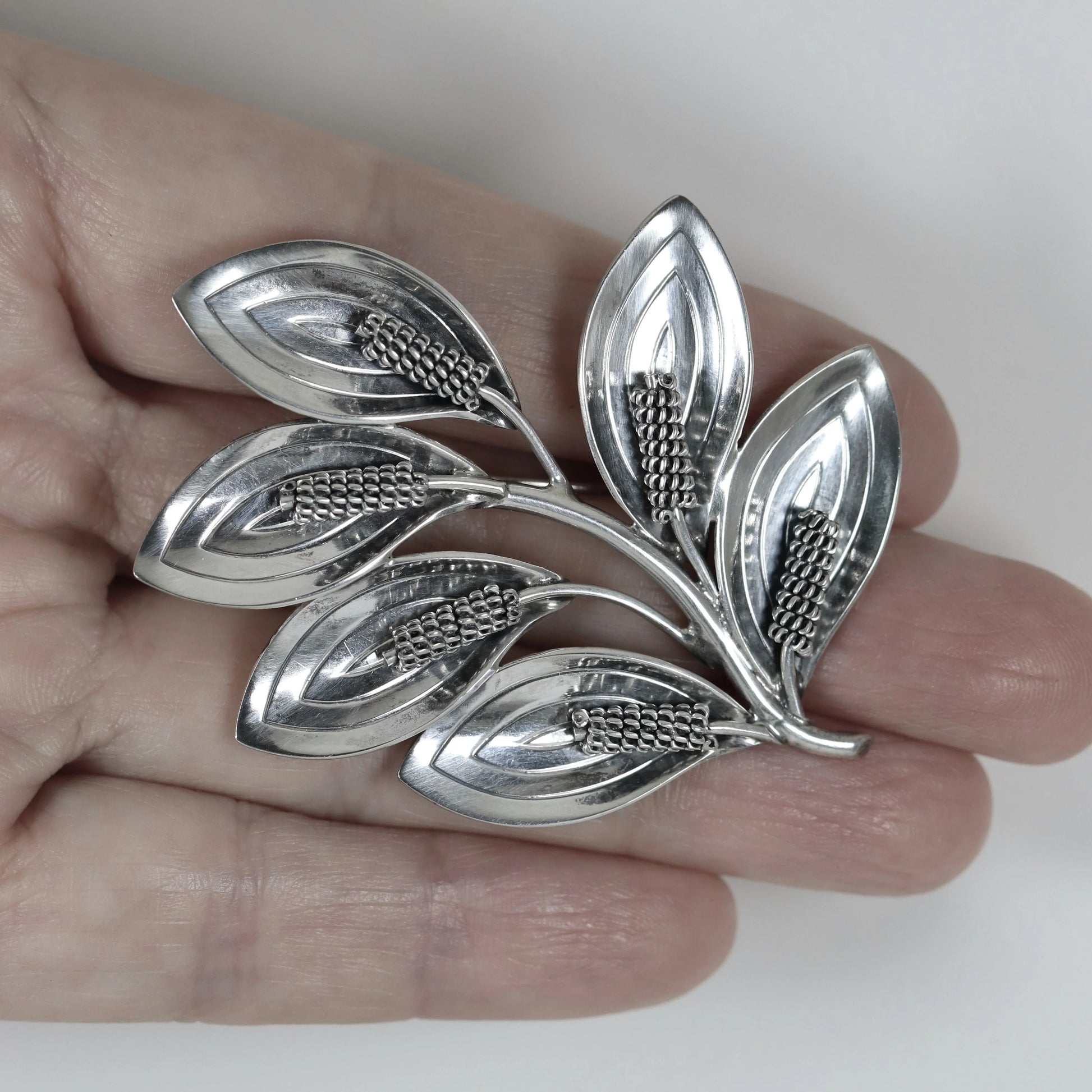 Vintage Aarre & Krogh Danish Jewelry | Modernist Six Calla Lily Brooch - Carmel Fine Silver Jewelry