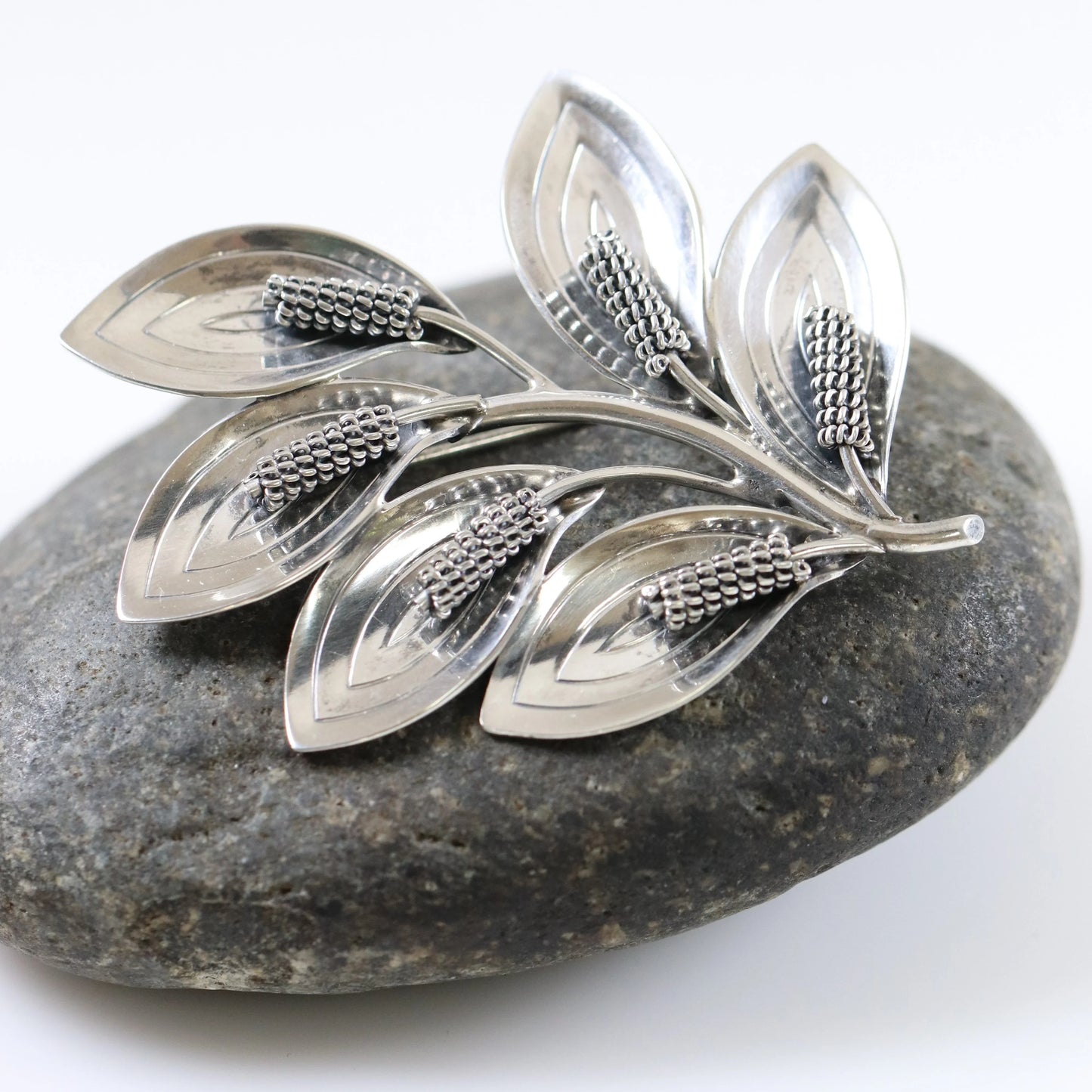 Vintage Aarre & Krogh Danish Jewelry | Modernist Six Calla Lily Brooch - Carmel Fine Silver Jewelry