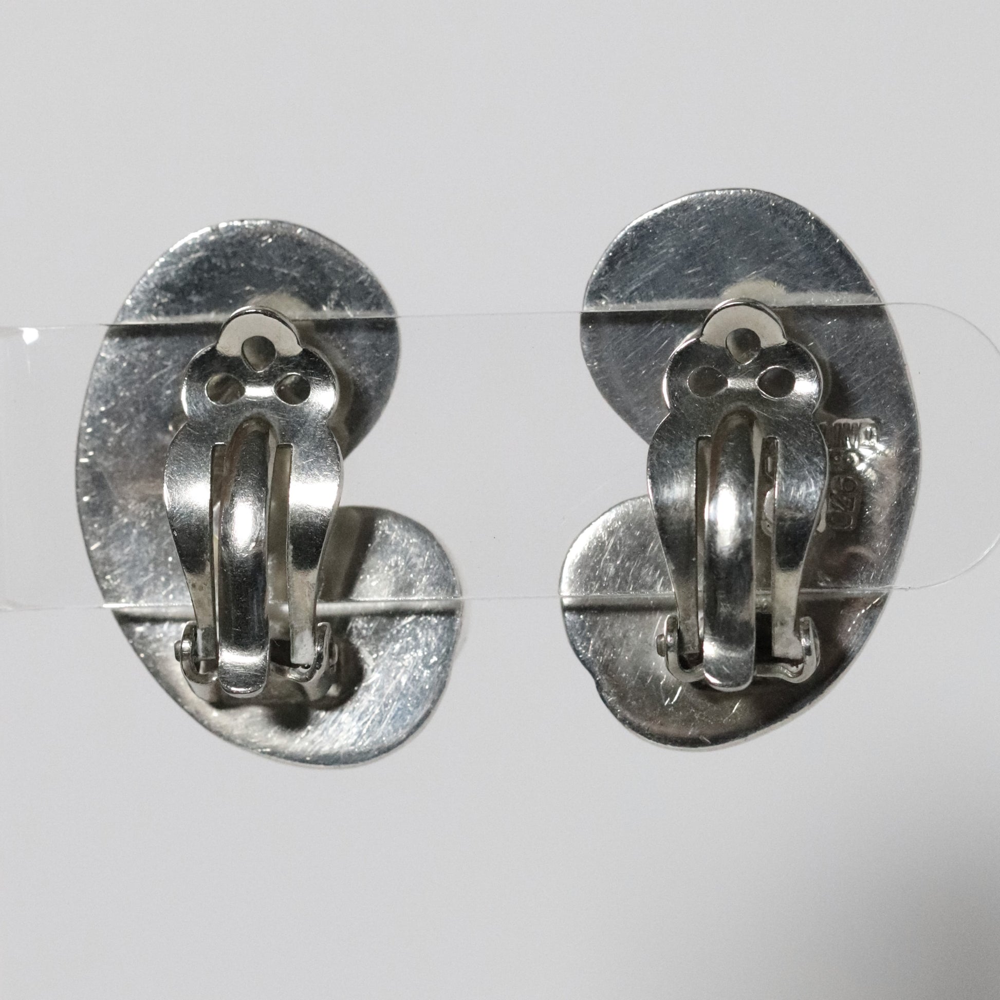 Vintage Antonio Pineda Jewelry | Chunky Modernist Onyx Clip Earrings Mexico - Carmel Fine Silver Jewelry