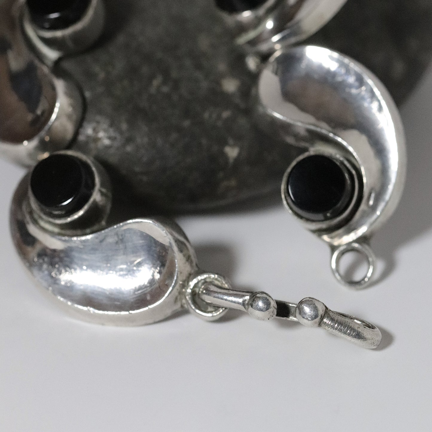 Vintage Antonio Pineda Jewelry | Chunky Modernist Onyx Necklace Taxco Mexico - Carmel Fine Silver Jewelry