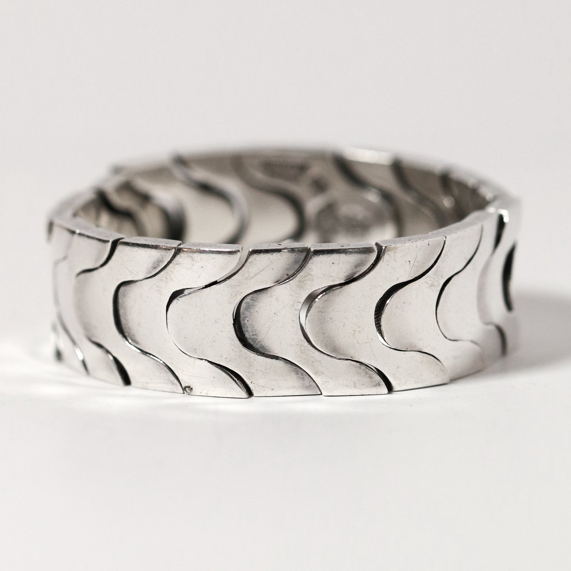 Vintage Antonio Pineda Jewelry | Heavy Solid Modernist Link Bracelet Taxco - Carmel Fine Silver Jewelry
