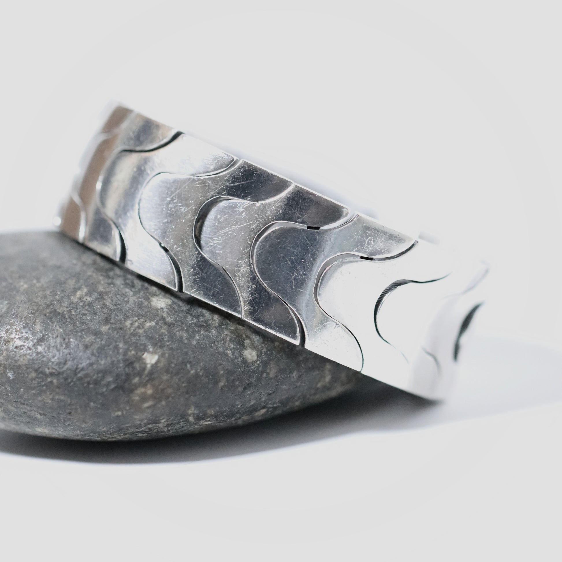 Vintage Antonio Pineda Jewelry | Heavy Solid Modernist Link Bracelet Taxco - Carmel Fine Silver Jewelry