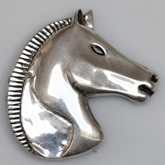 Vintage Antonio Pineda Taxco Mexican Jewelry | Rare Large Stallion Horse Brooch - Carmel Fine Silver Jewelry