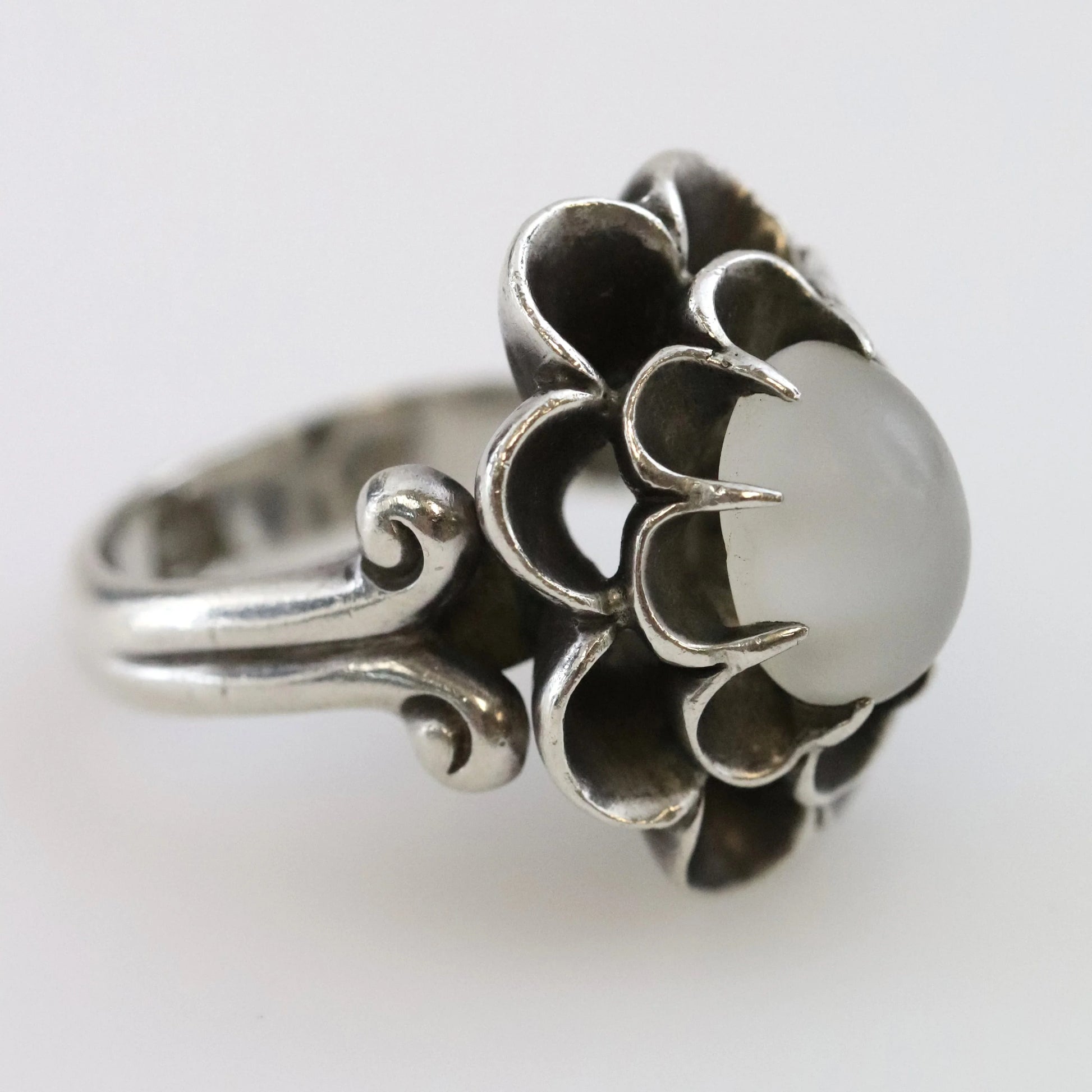 Vintage Antonio Pineda Taxco Silver Mexican Jewelry | Floral Moonstone Statement Ring