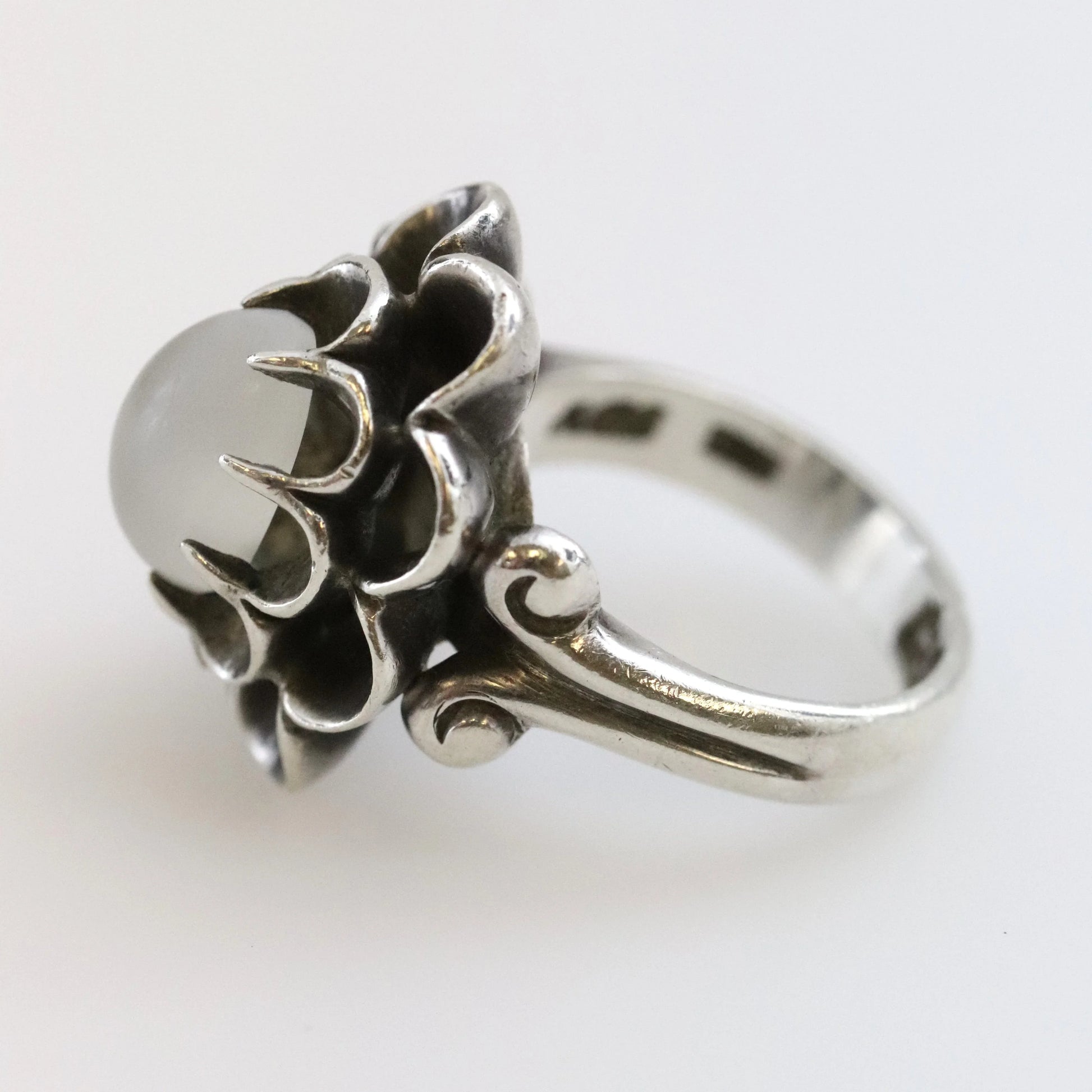 Vintage Antonio Pineda Taxco Silver Mexican Jewelry | Floral Moonstone Statement Ring