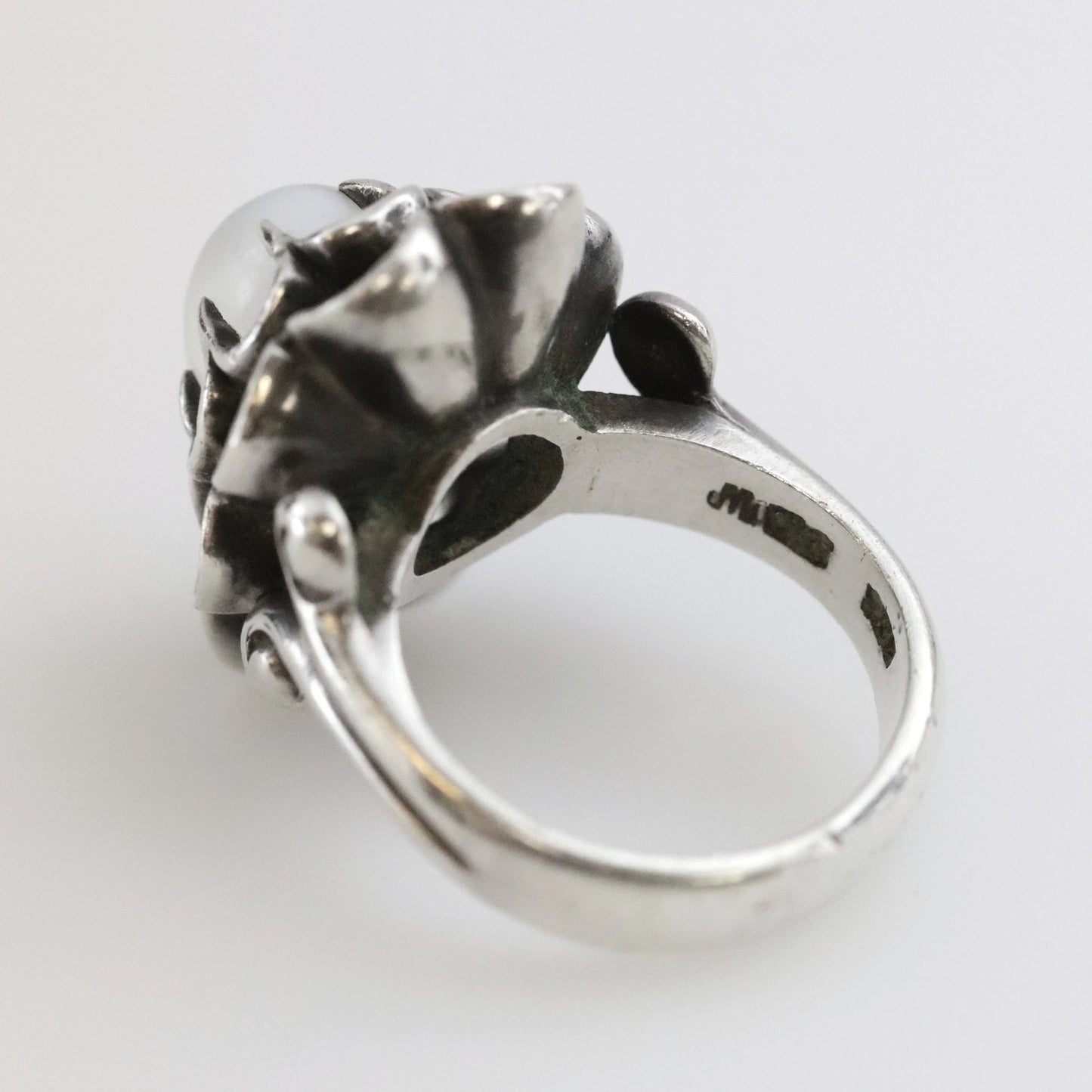 Vintage Antonio Pineda Taxco Silver Mexican Jewelry | Floral Moonstone Statement Ring