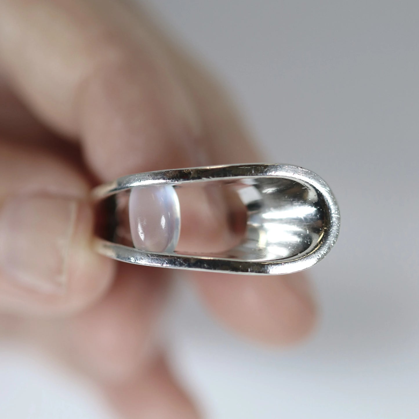 Vintage Antonio Pineda Taxco Silver Mexican Jewelry | Mid-Century Modernist Moonstone Ring (US Size 6 1/2) - Carmel Fine Silver Jewelry