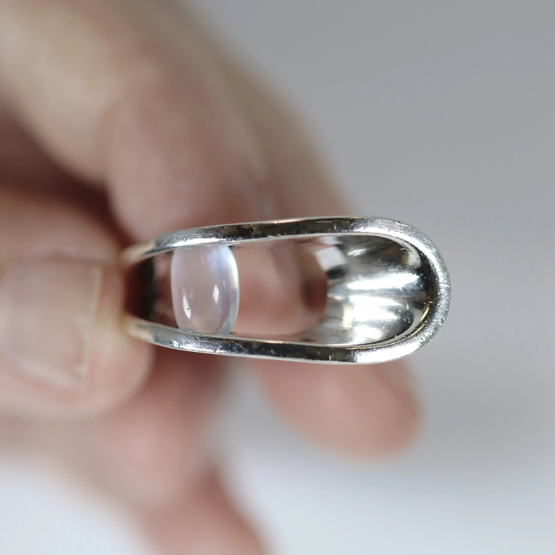 Vintage Antonio Pineda Taxco Silver Mexican Jewelry | Mid-Century Modernist Moonstone Ring (US Size 6 1/2) - Carmel Fine Silver Jewelry