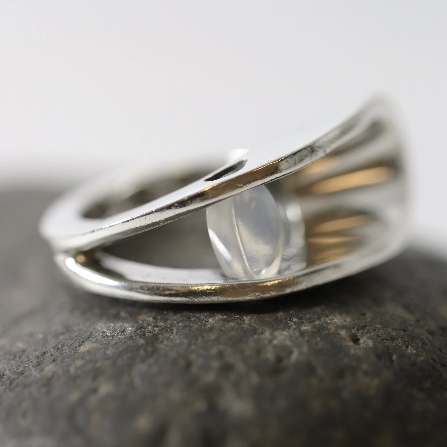 Vintage Antonio Pineda Taxco Silver Mexican Jewelry | Mid-Century Modernist Moonstone Ring (US Size 6 1/2) - Carmel Fine Silver Jewelry