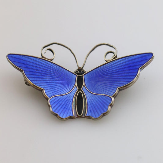 Vintage David Andersen Enamel Jewelry | Blue Enamel Butterfly Brooch - Carmel Fine Silver Jewelry