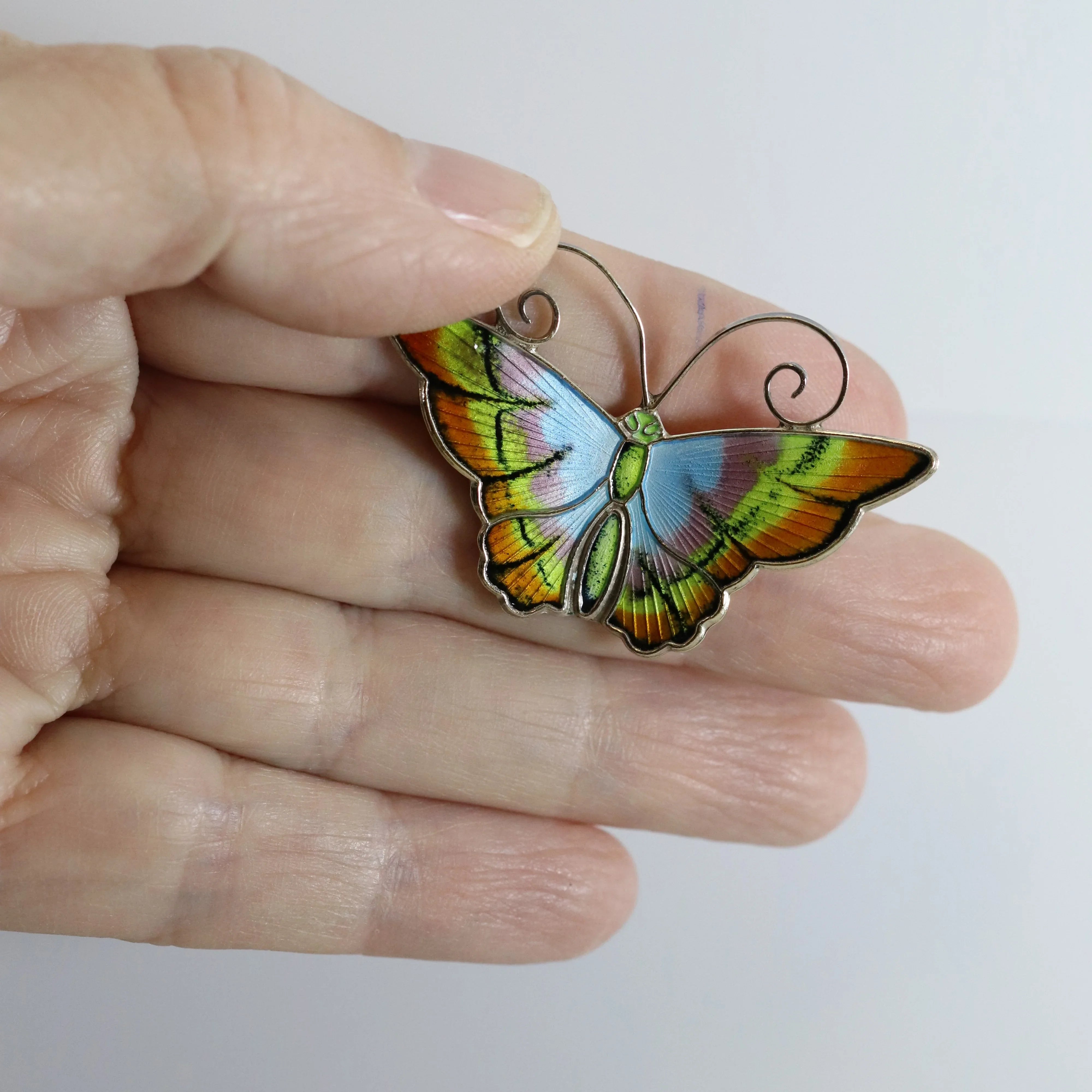 Vintage David Andersen Enamel Jewelry | Pastel Enamel Butterfly