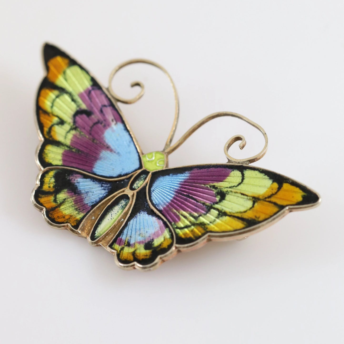Vintage David Andersen Jewelry | Extra Large Multi-Color Butterfly Brooch Norway - Carmel Fine Silver Jewelry