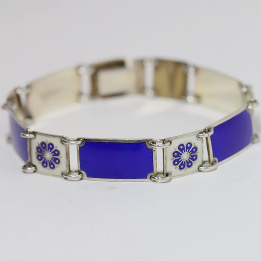 Vintage David Andersen Jewelry | Guilloche Electric Blue Enamel Bracelet