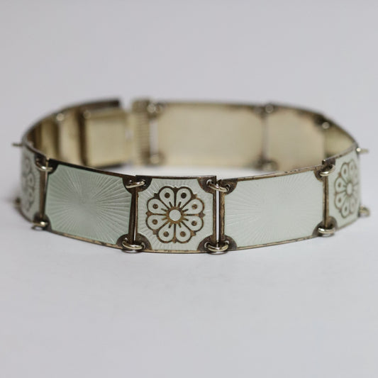 Vintage David Andersen Jewelry | White Guilloche Enamel Bracelet Norway - Carmel FSJ