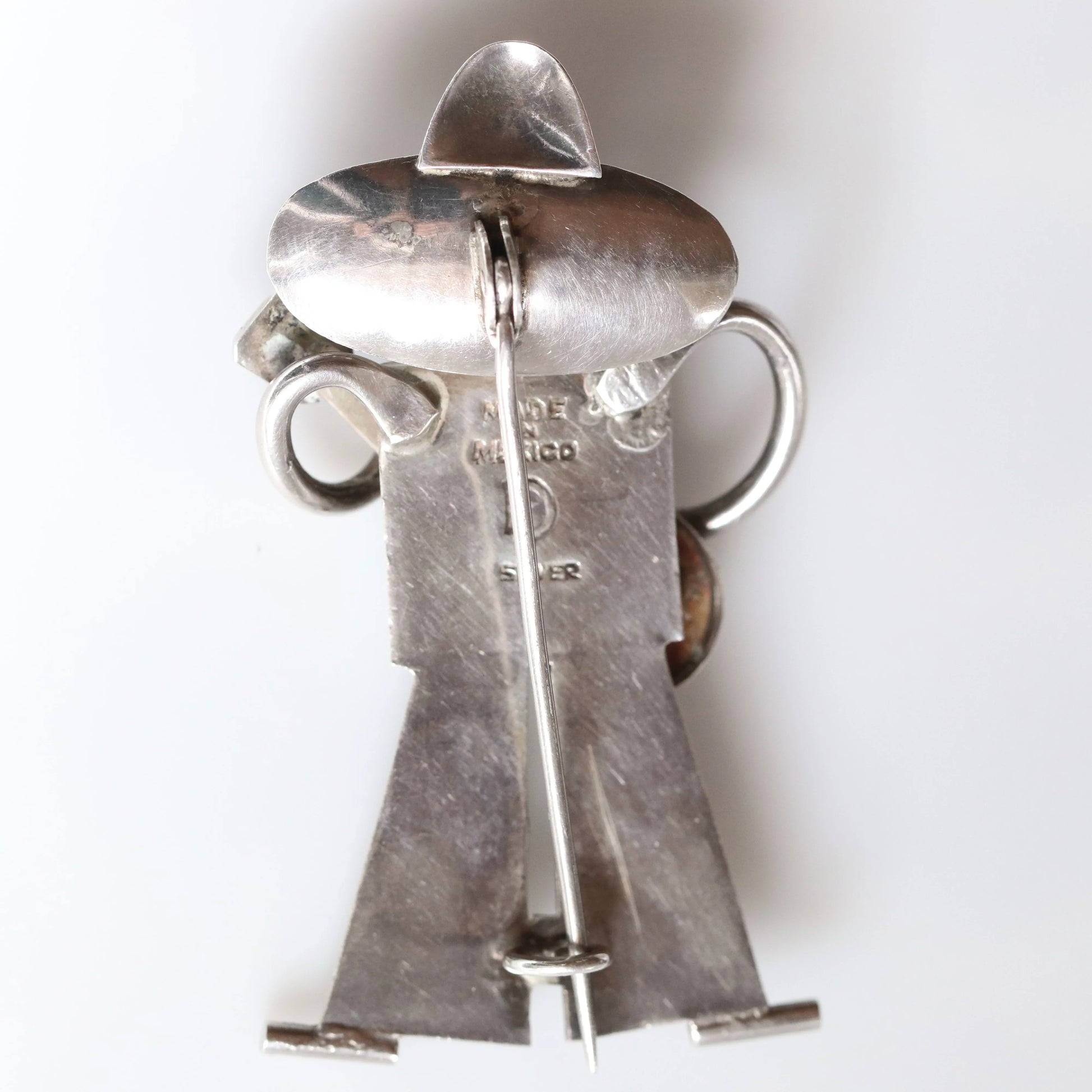 Vintage Fred Davis Jewelry | Guitar Player Brooch in Sterling Silver c.1930 Mexico - Carmel Fine Silver Jewelry