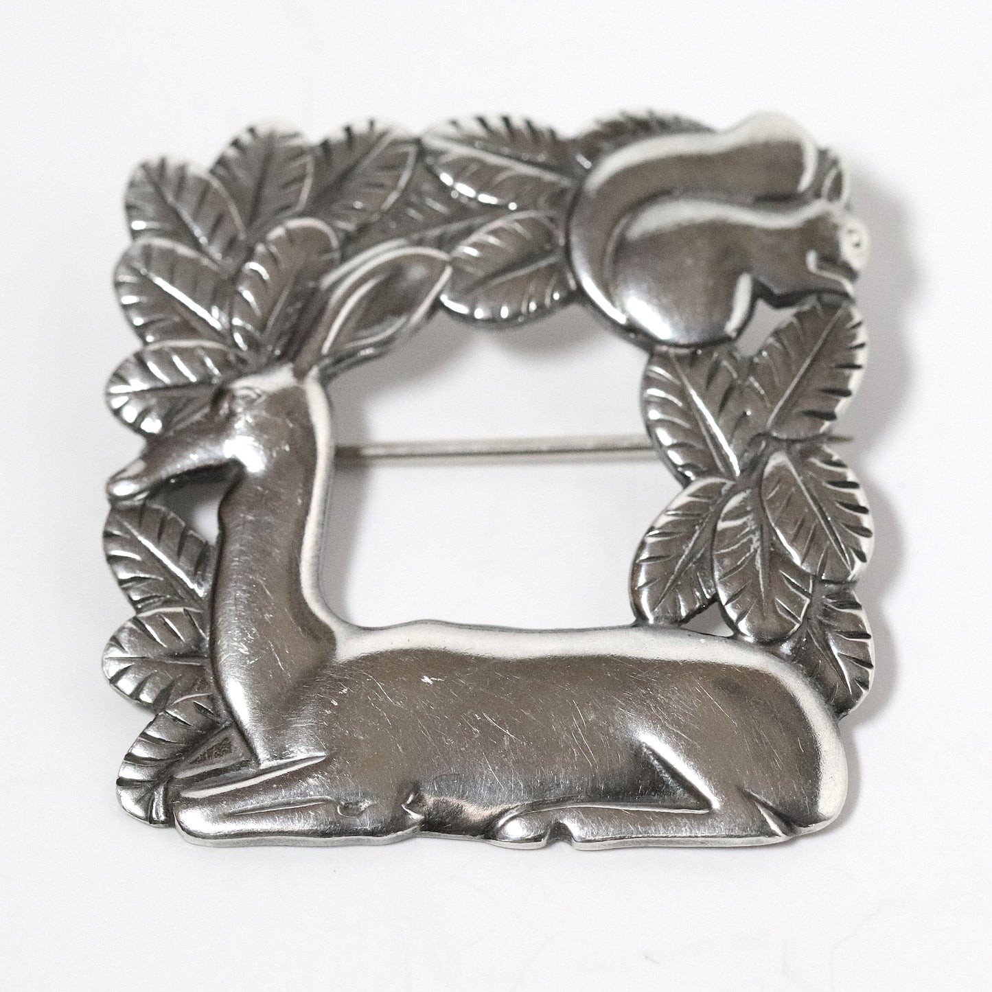 Vintage Georg Jensen Jewelry | Arno Malinowski Deer and Squirrel Brooch 318 Denmark - Carmel FSJ
