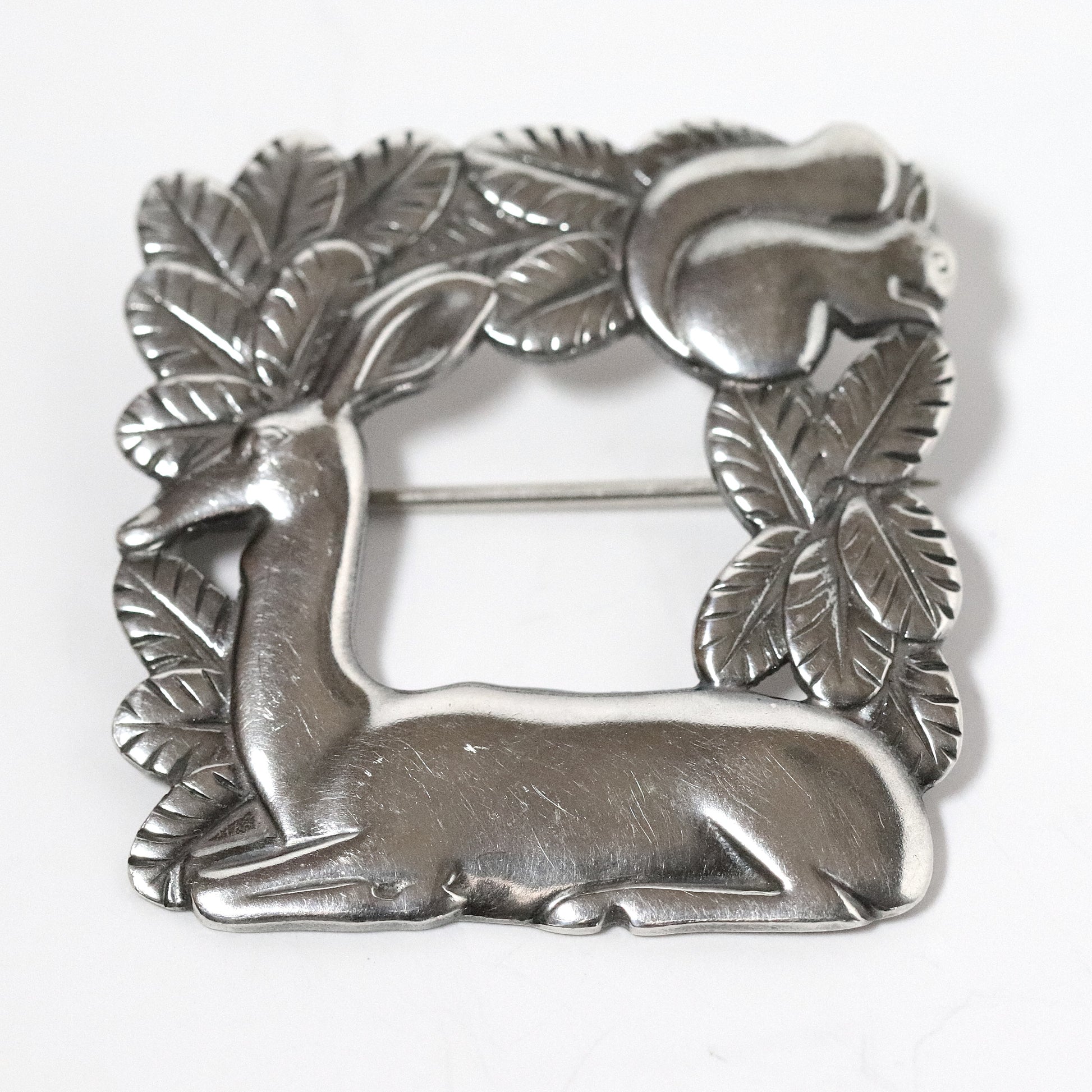 Vintage Georg Jensen Jewelry | Arno Malinowski Deer and Squirrel Brooch 318 Denmark - Carmel FSJ