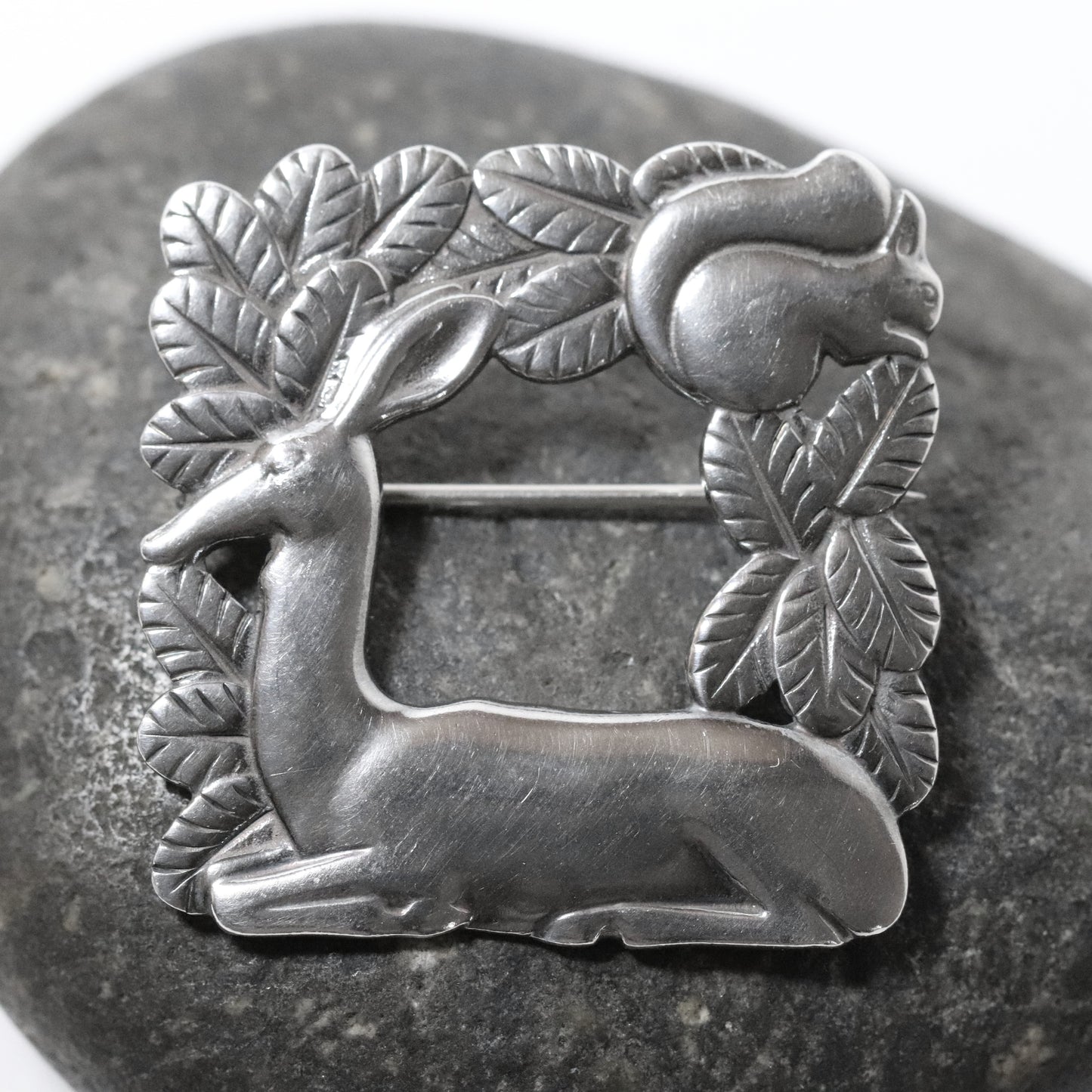 Vintage Georg Jensen Jewelry | Arno Malinowski Deer and Squirrel Brooch 318 Denmark - Carmel FSJ