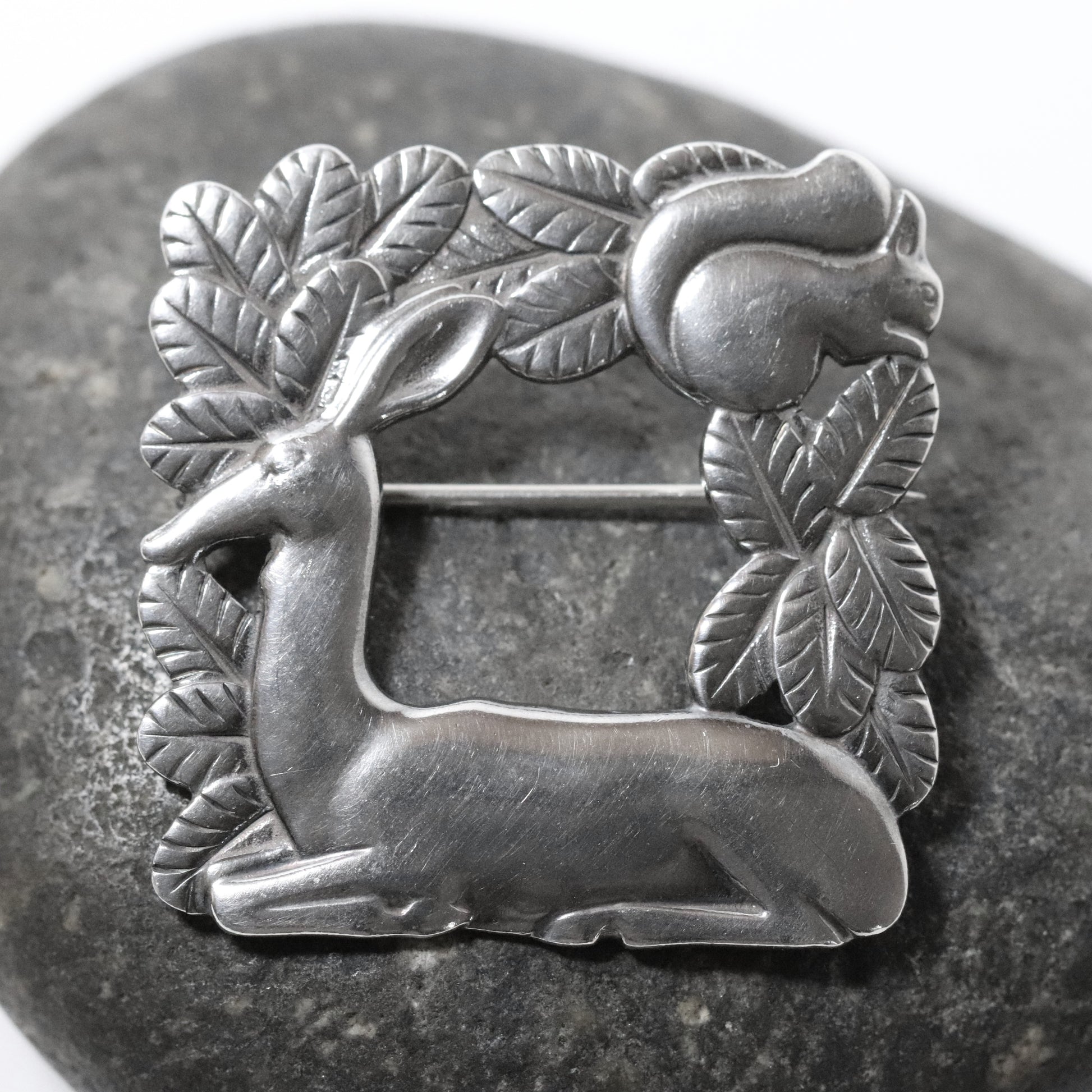 Vintage Georg Jensen Jewelry | Arno Malinowski Deer and Squirrel Brooch 318 Denmark - Carmel FSJ