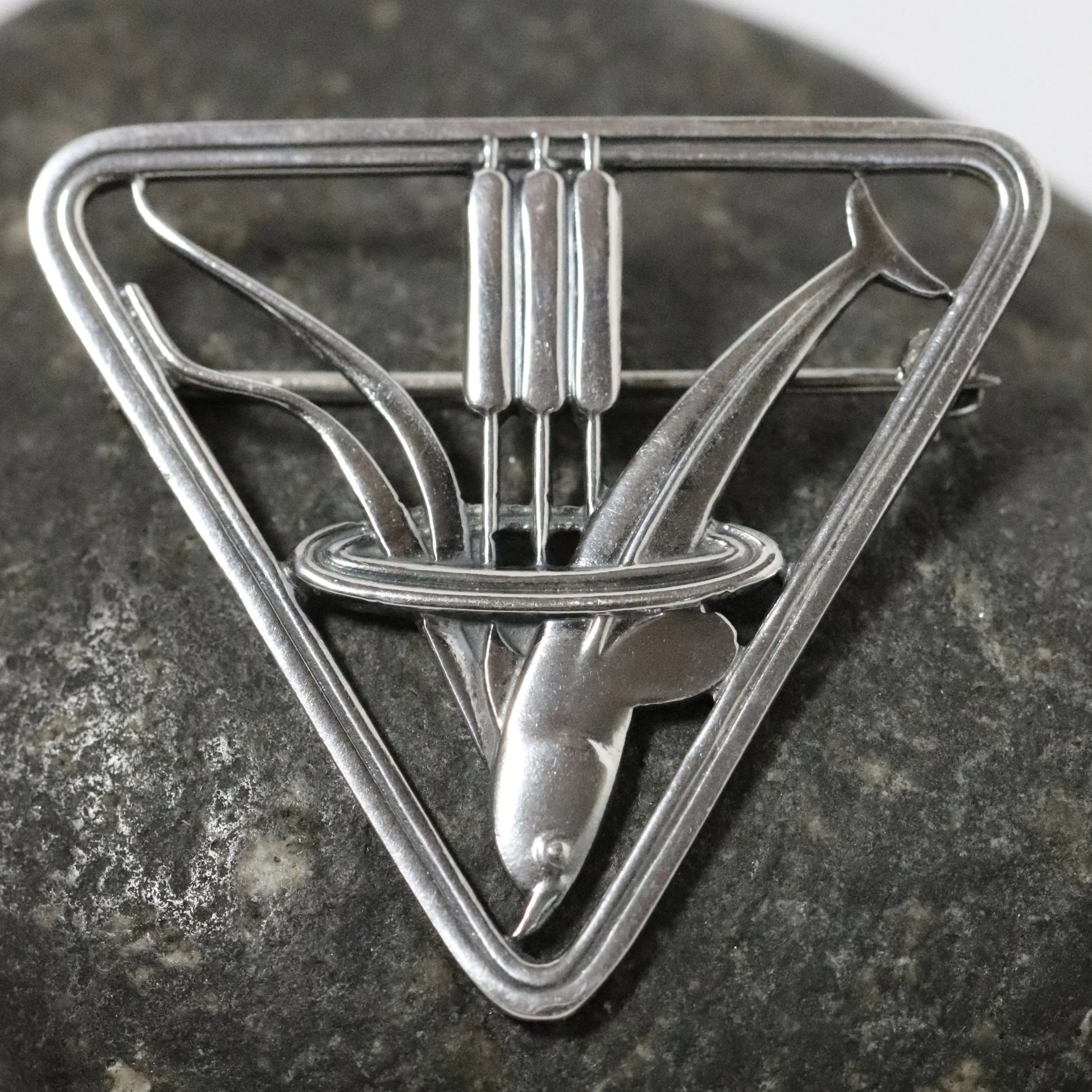 Vintage Georg Jensen Jewelry | Arno Malinowski Diving Dolphin Brooch 257 Denmark - Carmel Fine Silver Jewelry