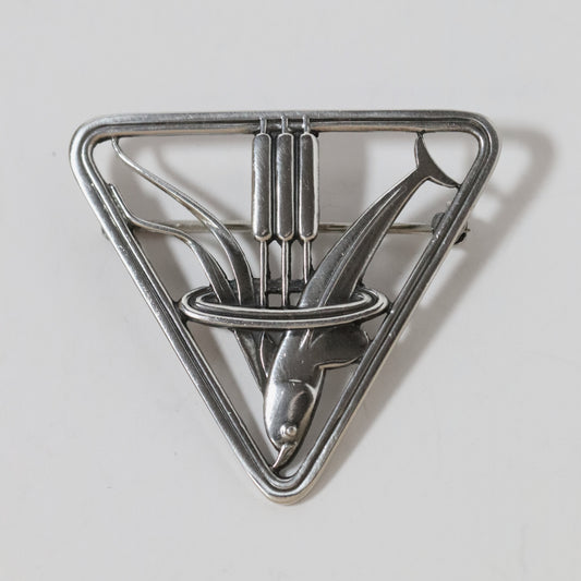 Vintage Georg Jensen Jewelry | Arno Malinowski Diving Dolphin Brooch 257 Denmark - Carmel FSJ