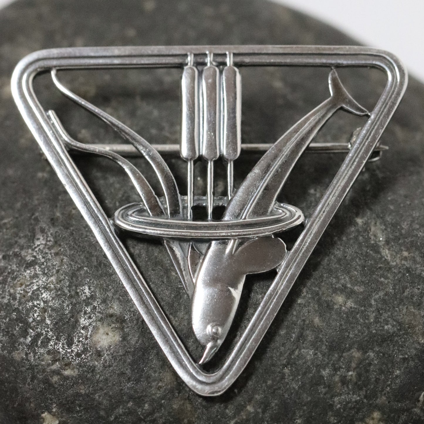 Vintage Georg Jensen Jewelry | Arno Malinowski Diving Dolphin Brooch 257 Denmark - Carmel FSJ