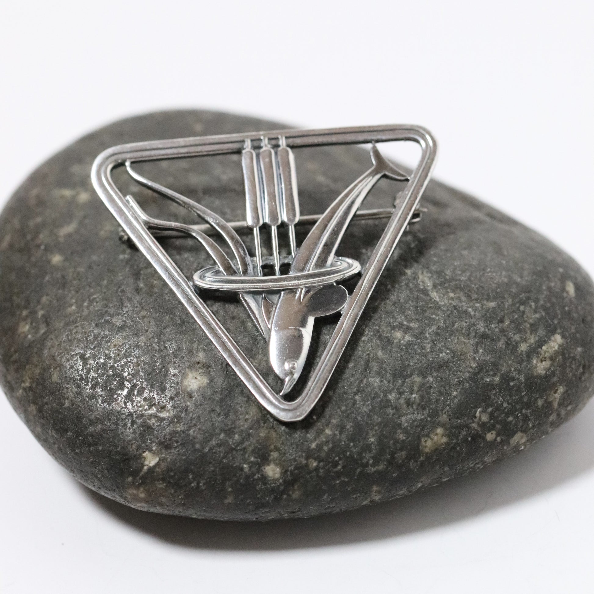 Vintage Georg Jensen Jewelry | Arno Malinowski Diving Dolphin Brooch 257 Denmark - Carmel FSJ