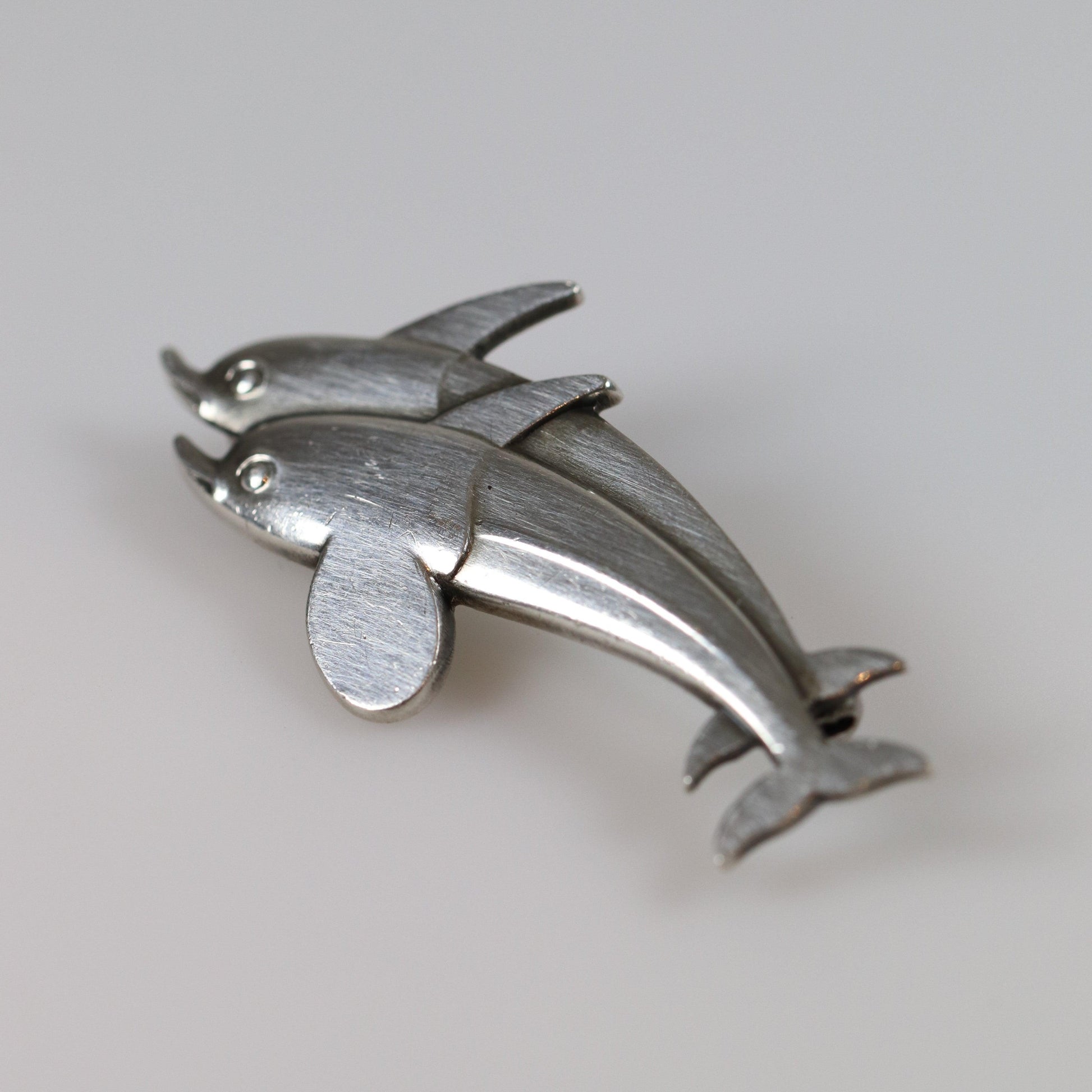 Vintage Georg Jensen Jewelry | Arno Malinowski Dual Dolphin Brooch 317 - Carmel Fine Silver Jewelry