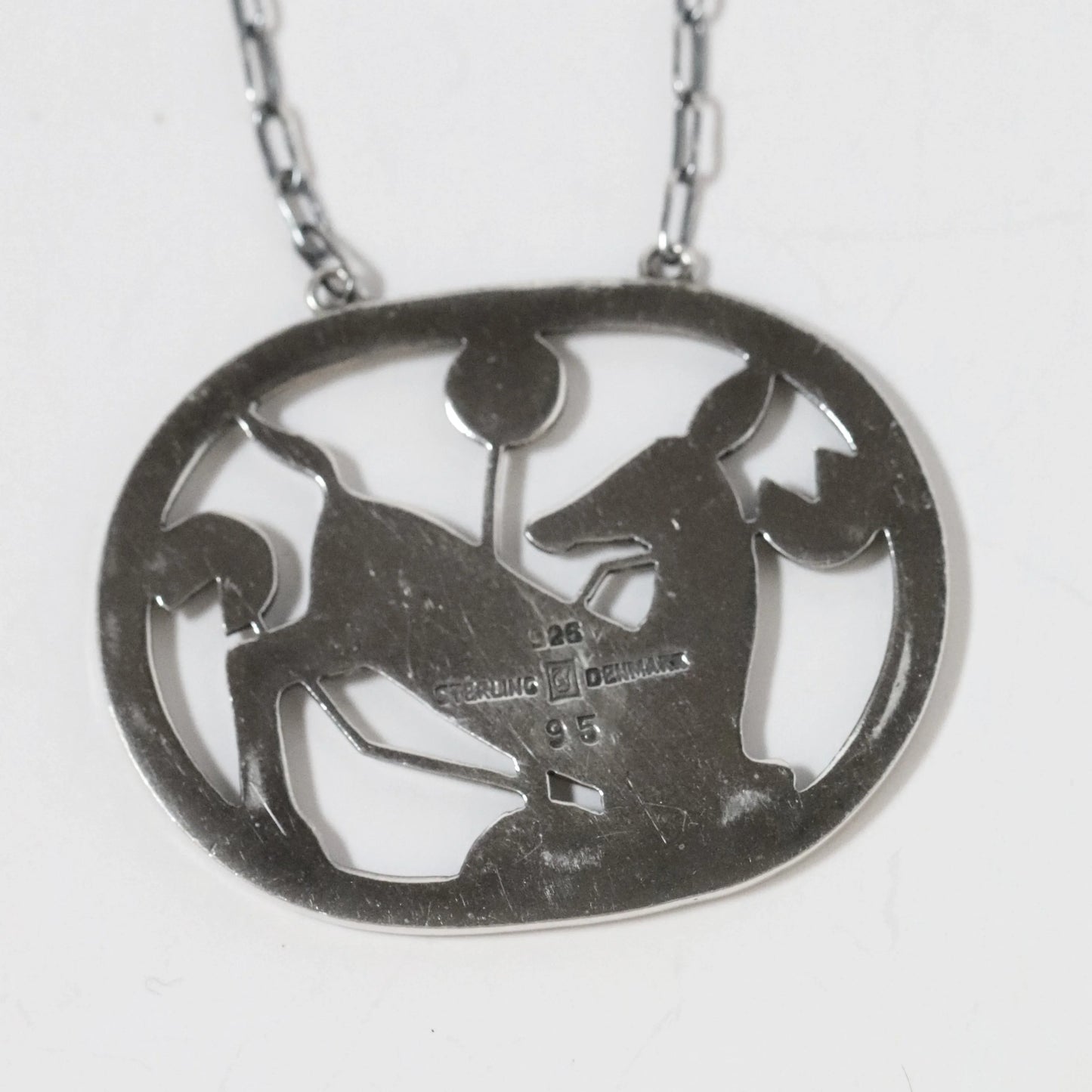 Vintage Georg Jensen Jewelry | Arno Malinowski Kneeling Deer Necklace Denmark (24") - Carmel Fine Silver Jewelry