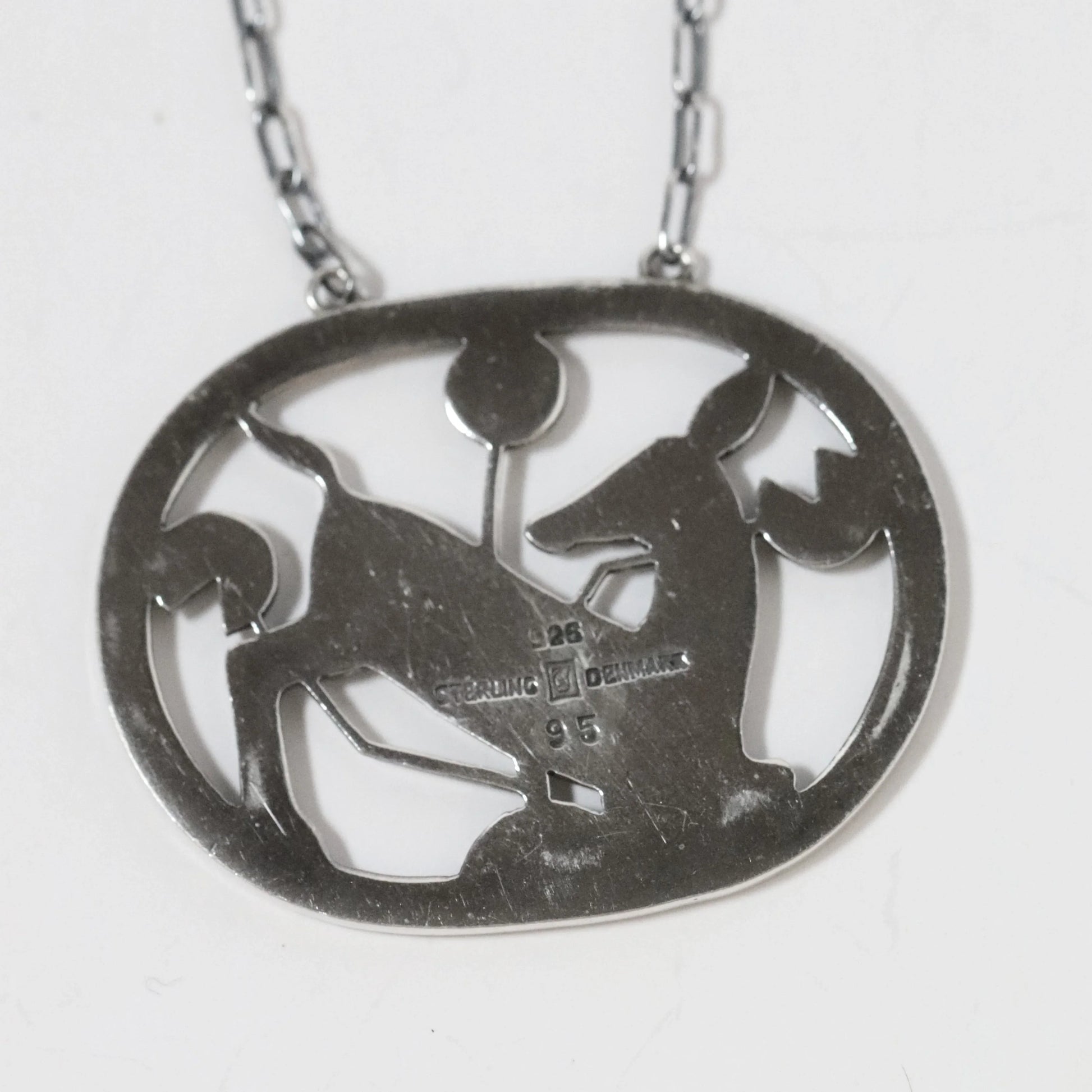 Vintage Georg Jensen Jewelry | Arno Malinowski Kneeling Deer Necklace Denmark (24") - Carmel Fine Silver Jewelry