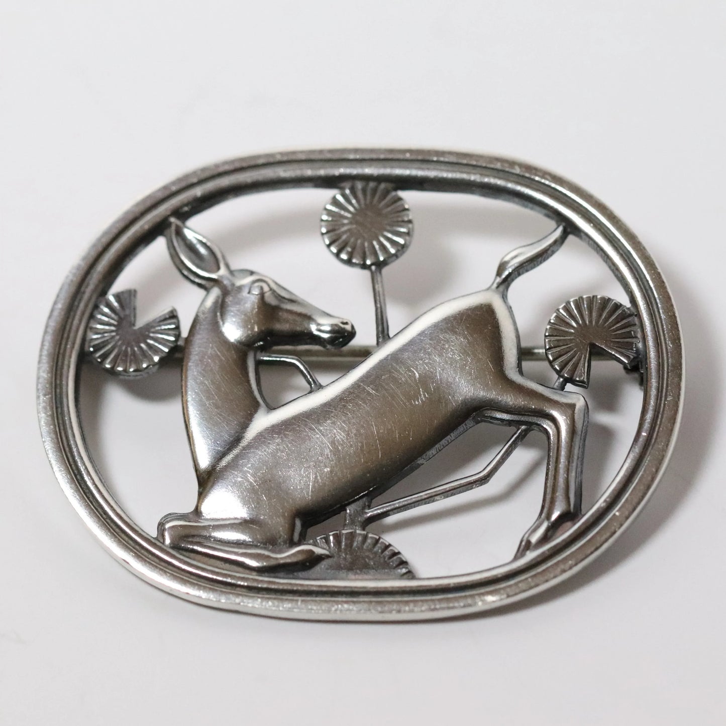 Vintage Georg Jensen Jewelry | Arno Malinowski Kneeling Deer Pin 256 Denmark - Carmel Fine Silver Jewelry