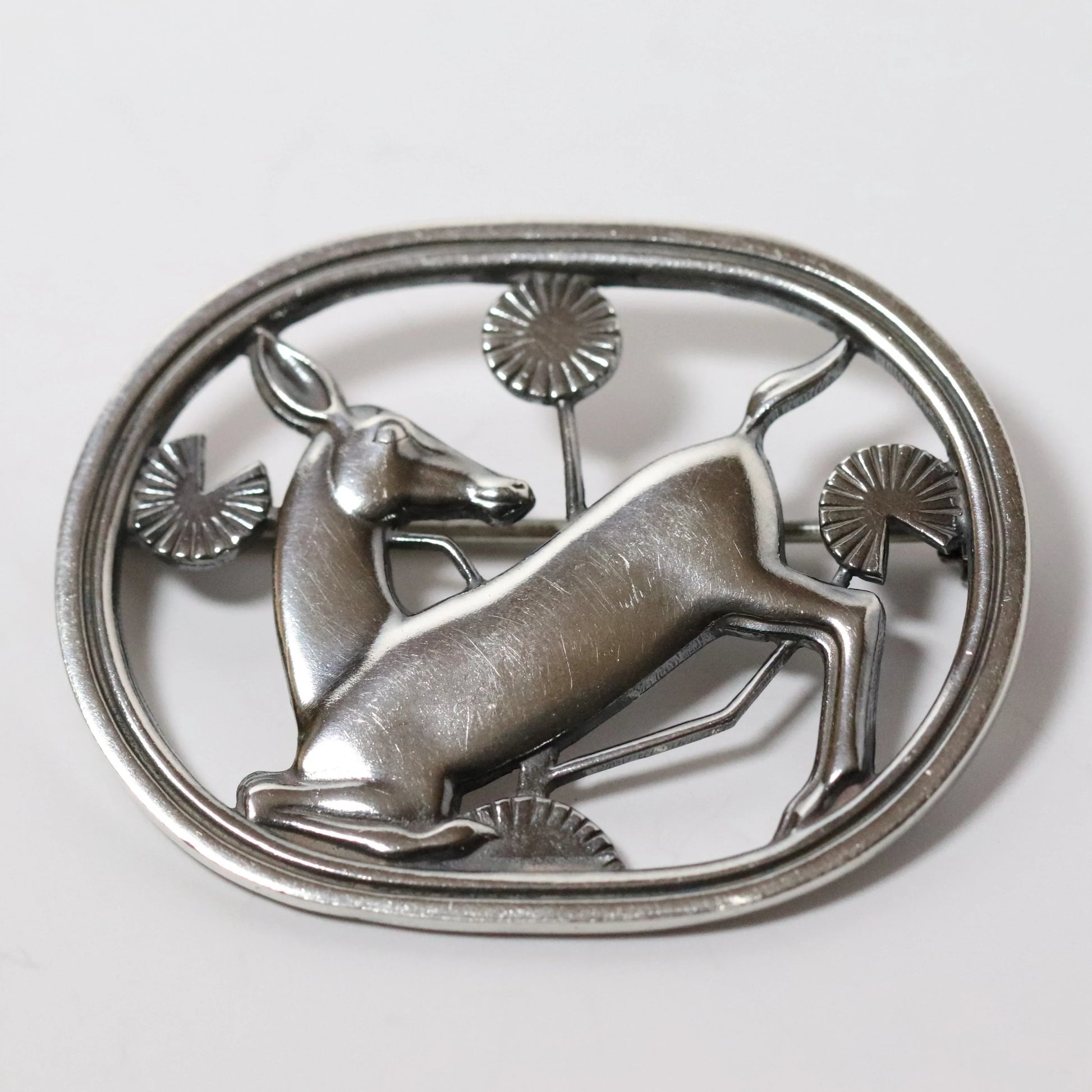 Vintage Georg Jensen Jewelry | Arno Malinowski Kneeling Deer Pin 256 Denmark - Carmel Fine Silver Jewelry