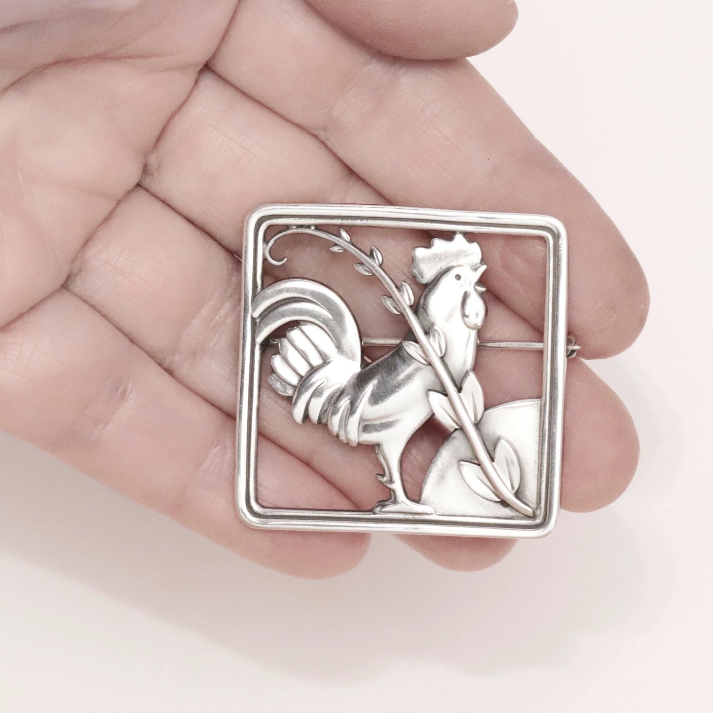 Vintage Georg Jensen Jewelry | Arno Malinowski Rooster Brooch 276 Denmark - Carmel Fine Silver Jewelry