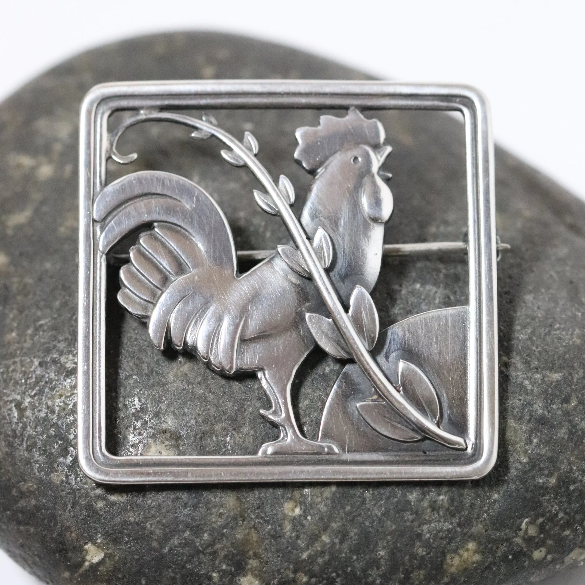Vintage Georg Jensen Jewelry | Arno Malinowski Rooster Brooch 276 Denmark - Carmel Fine Silver Jewelry