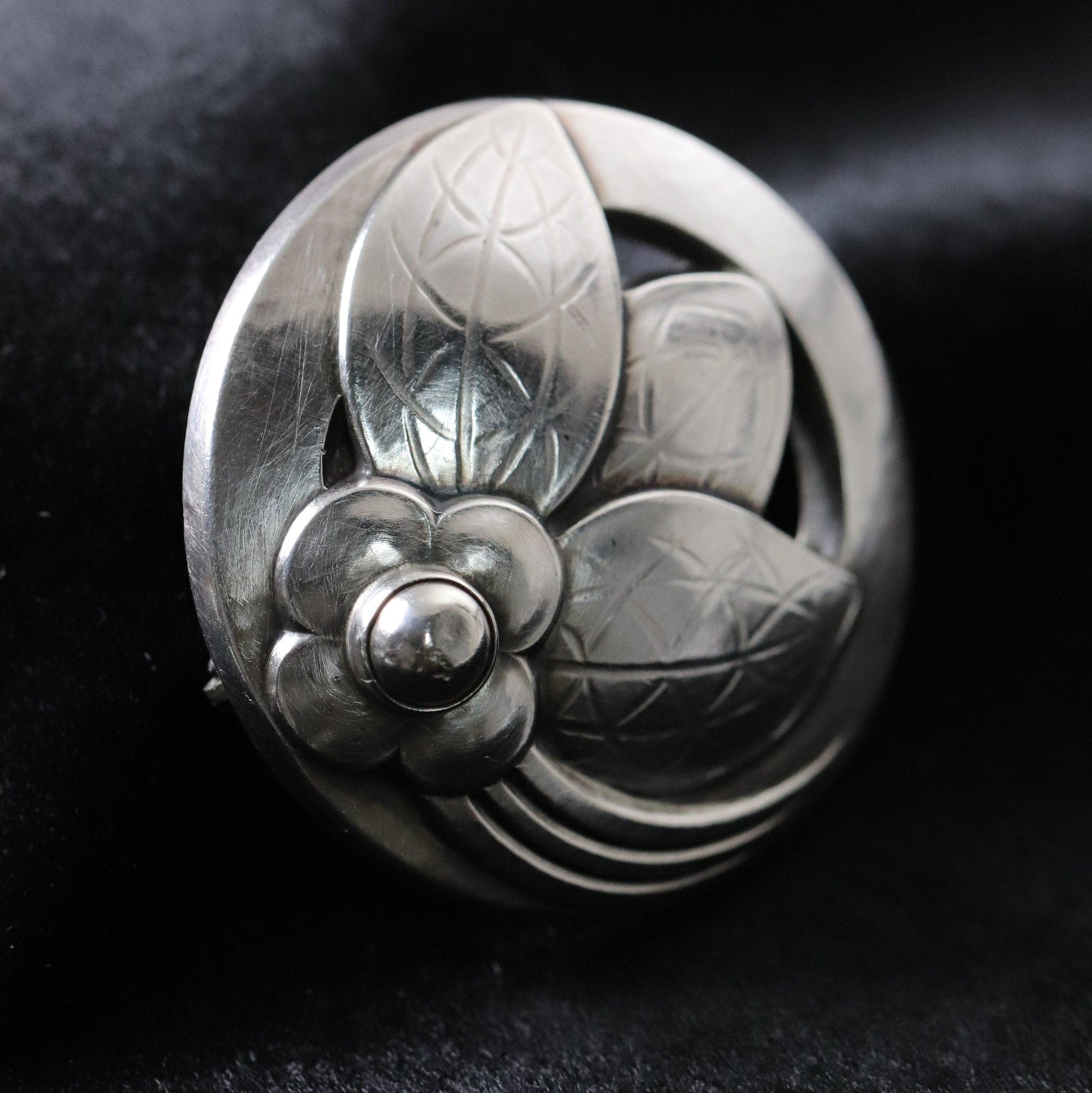 Vintage Georg Jensen Jewelry | Art Deco Foral Foliat Brooch 127 - Carmel Fine Silver Jewelry