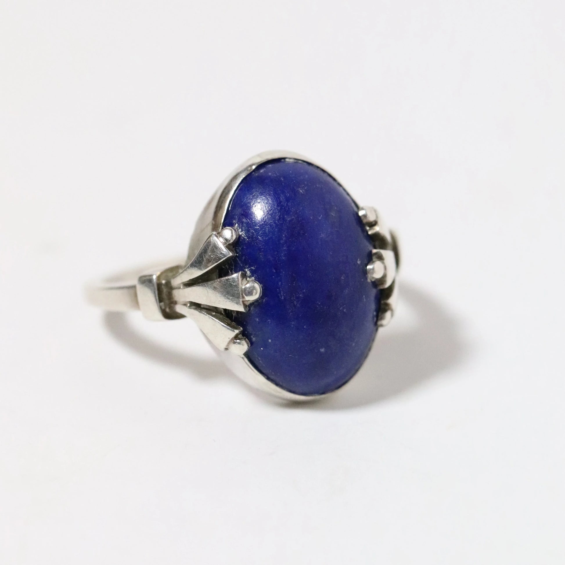 Vintage Georg Jensen Jewelry | Art Deco Lapis Lazuli Ring 51 Oscar Gundlach-Pedersen Design - Carmel Fine Silver Jewelry
