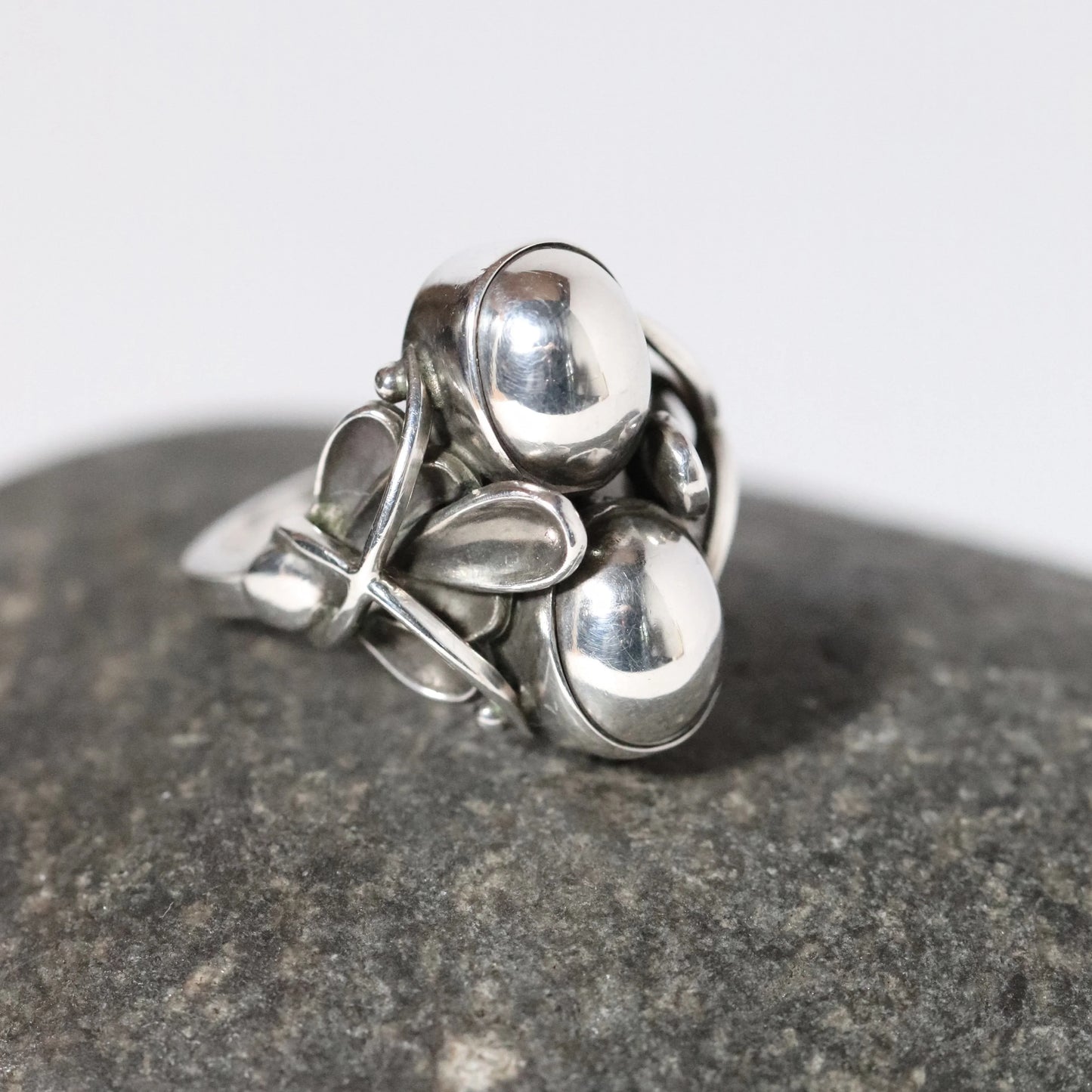 Vintage Georg Jensen Jewelry | Art Deco Silver Cabochon Ring 48 - Carmel Fine Silver Jewelry