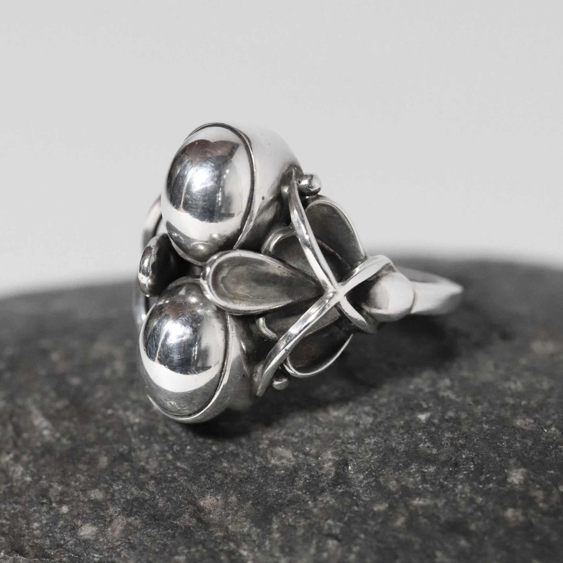 Vintage Georg Jensen Jewelry | Art Deco Silver Cabochon Ring 48 - Carmel Fine Silver Jewelry