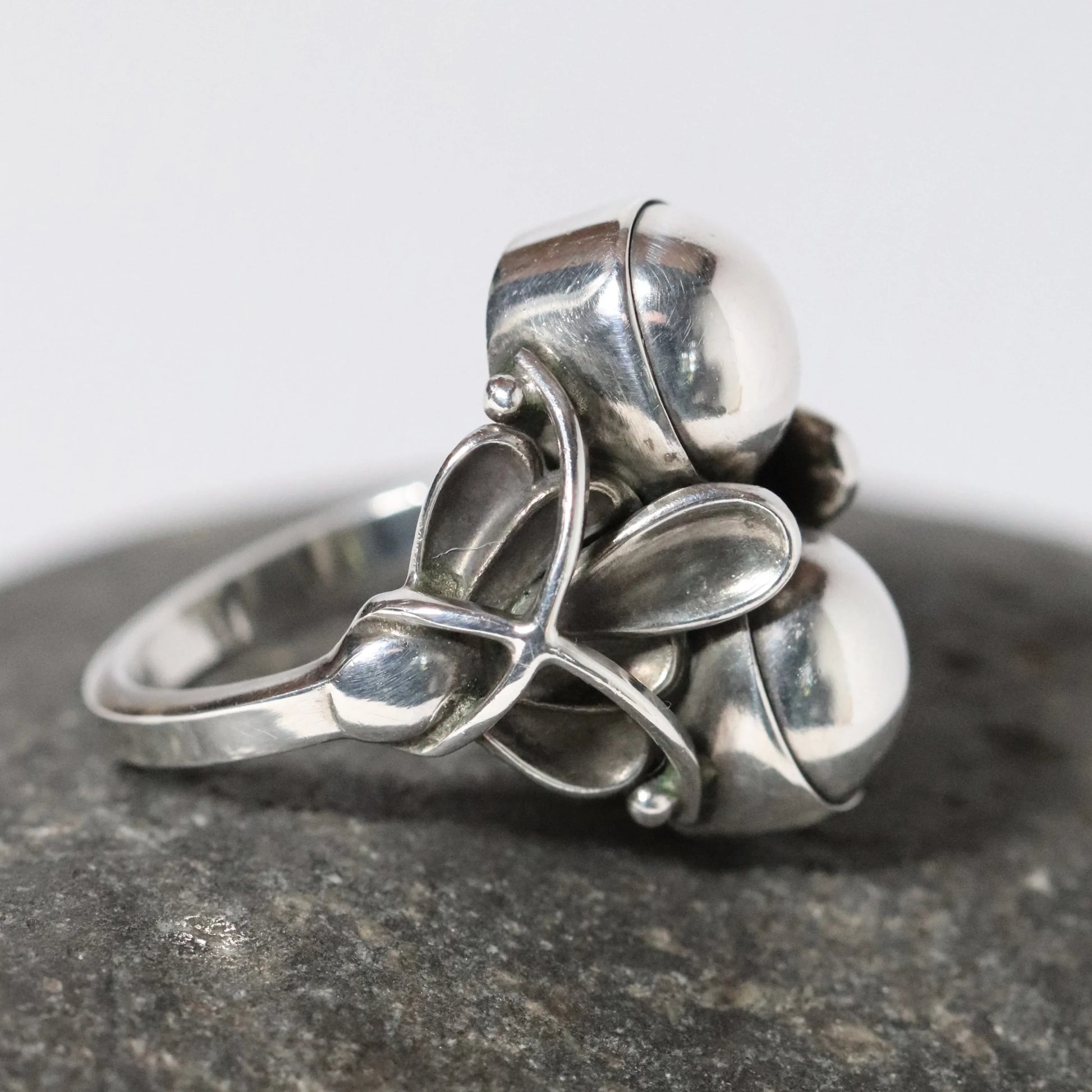 Vintage Georg Jensen Jewelry | Art Deco Silver Cabochon Ring 48 - Carmel Fine Silver Jewelry