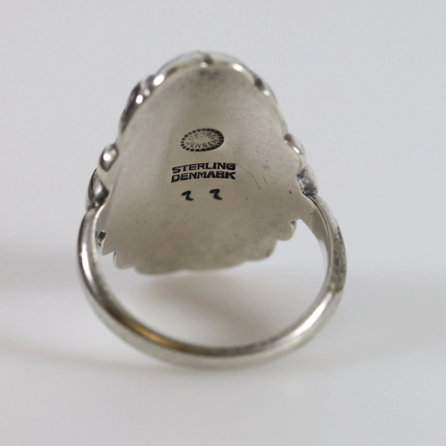 Vintage Georg Jensen Jewelry | Art Nouveau Chrysoprase Ring 11 (US Size 7 3/4) - Carmel Fine Silver Jewelry