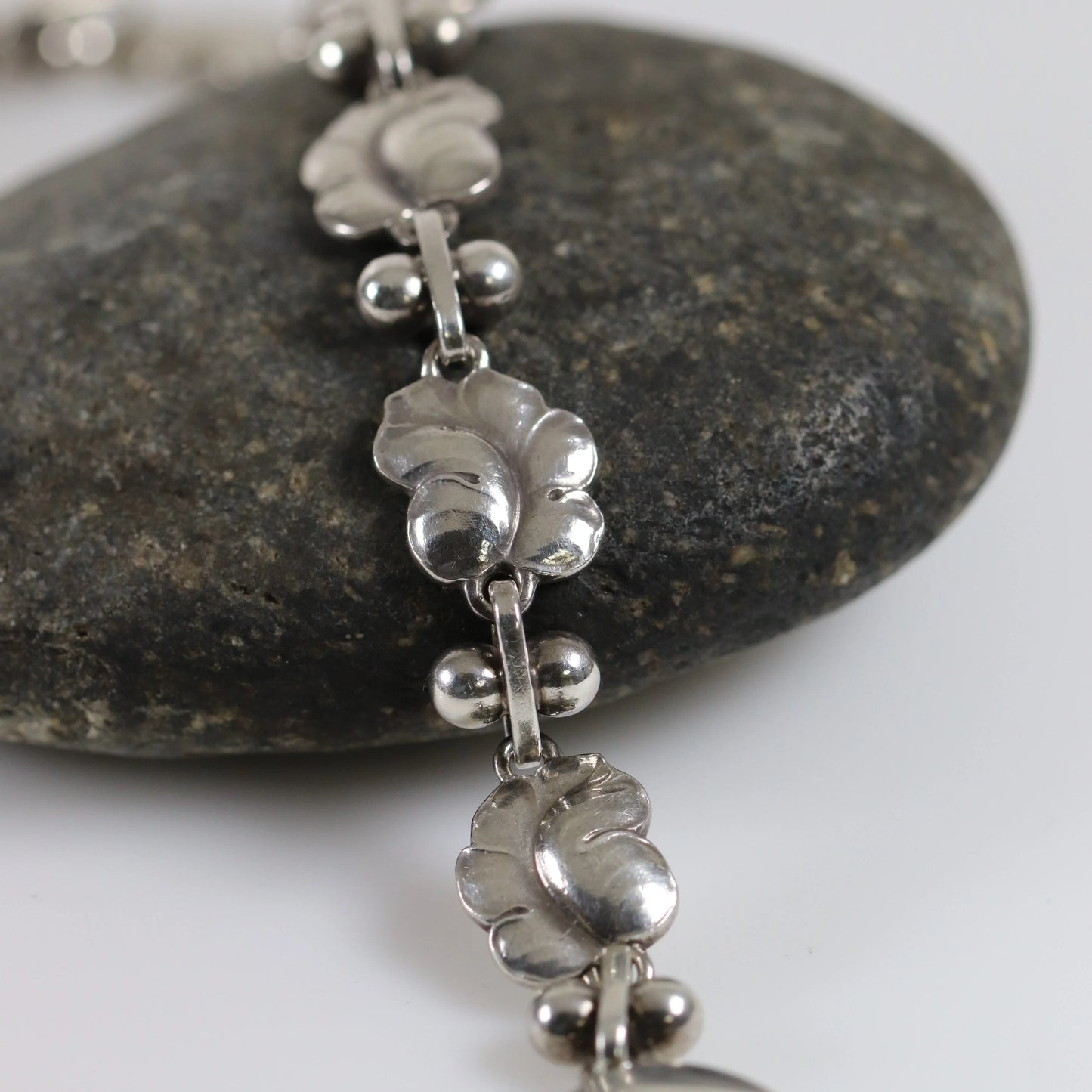 Vintage Georg Jensen Jewelry | Art Nouveau Grape Leaf Bracelet 96 - Carmel Fine Silver Jewelry