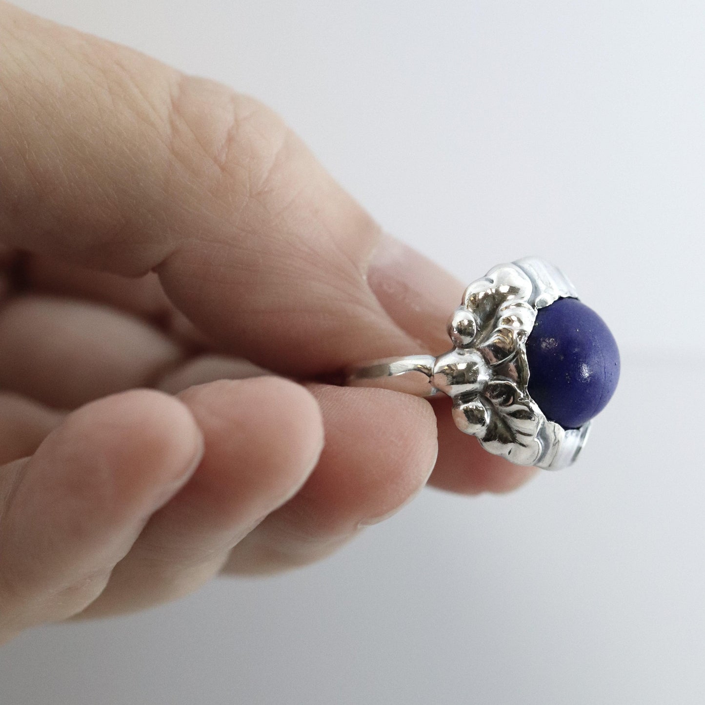 Vintage Georg Jensen Jewelry | Art Nouveau Lapis Lazuli Ring 11A - Carmel Fine Silver Jewelry