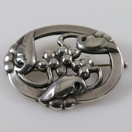 Vintage Georg Jensen Jewelry | Art Nouveau Moonlight Grape Brooch 101 - Carmel Fine Silver Jewelry