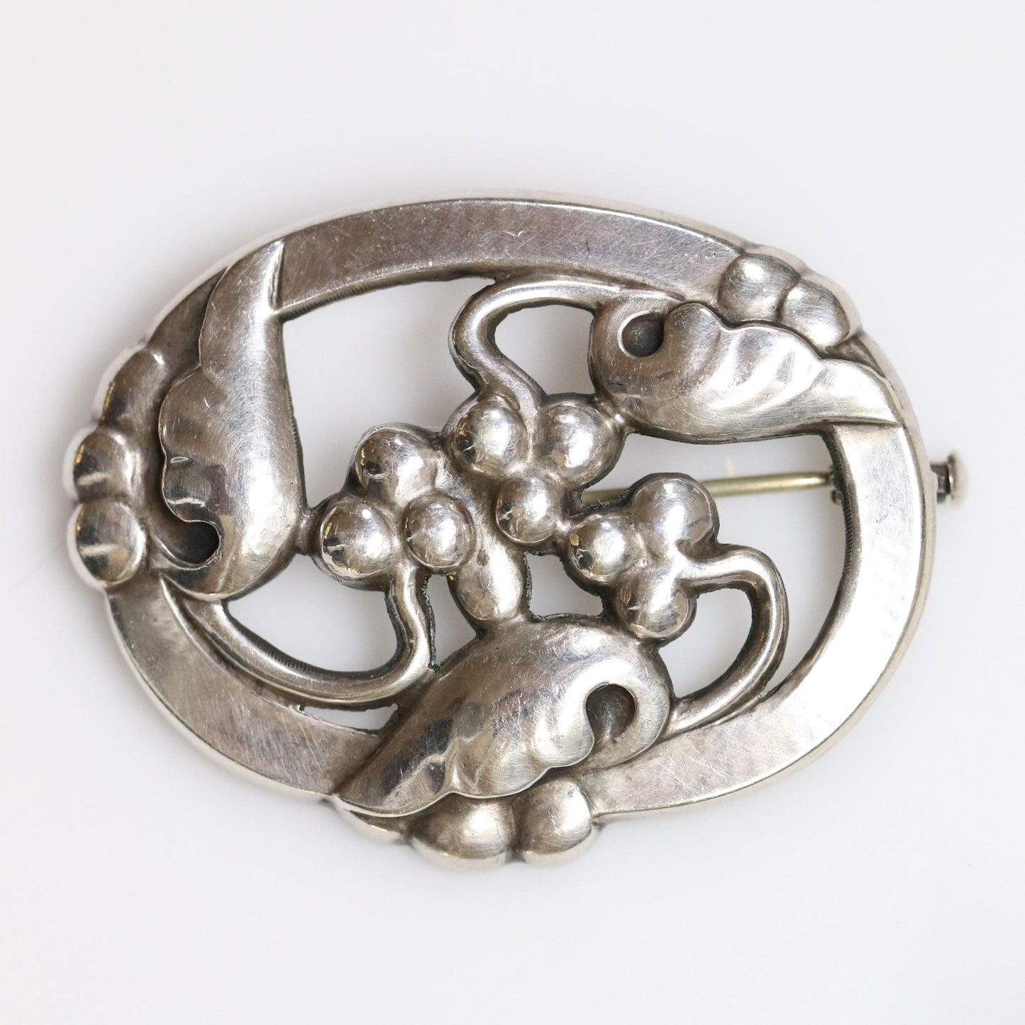 Vintage Georg Jensen Jewelry | Art Nouveau Moonlight Grape Brooch 101 - Carmel Fine Silver Jewelry