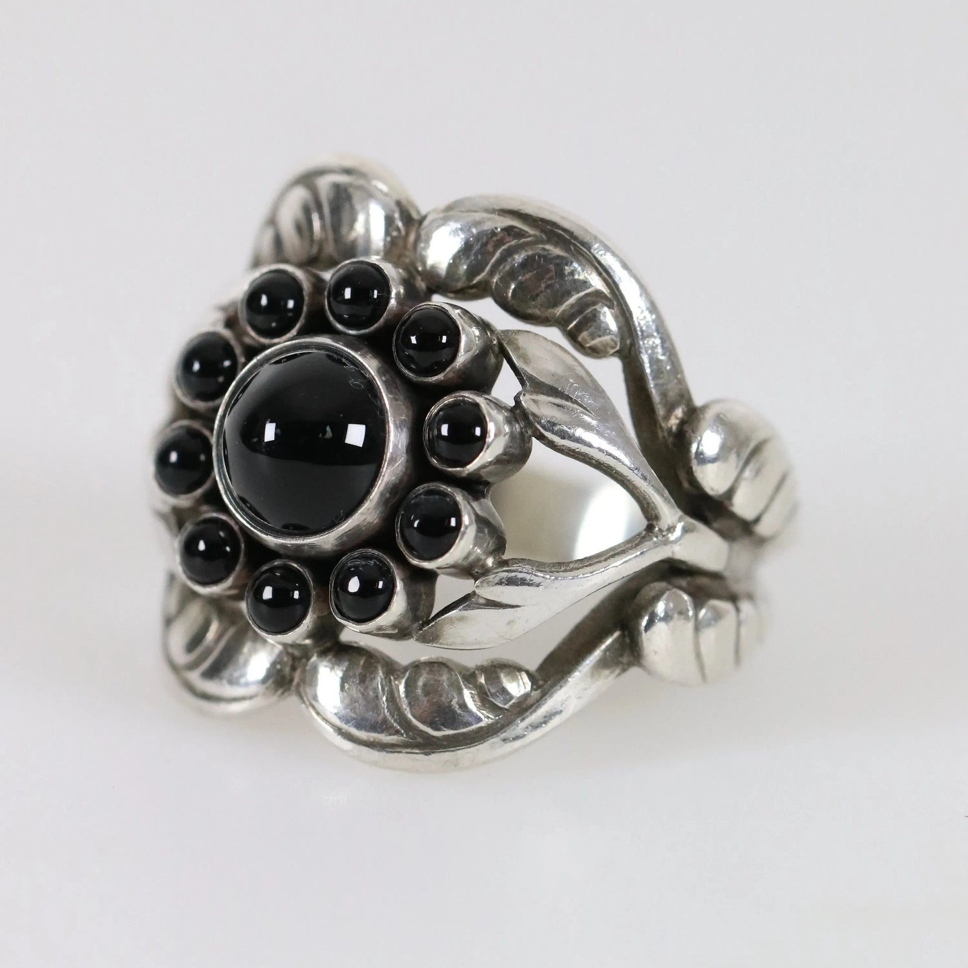 Vintage Georg Jensen Jewelry | Art Nouveau Onyx Ring 10 Denmark (US Size 7 1/4) - Carmel FSJ